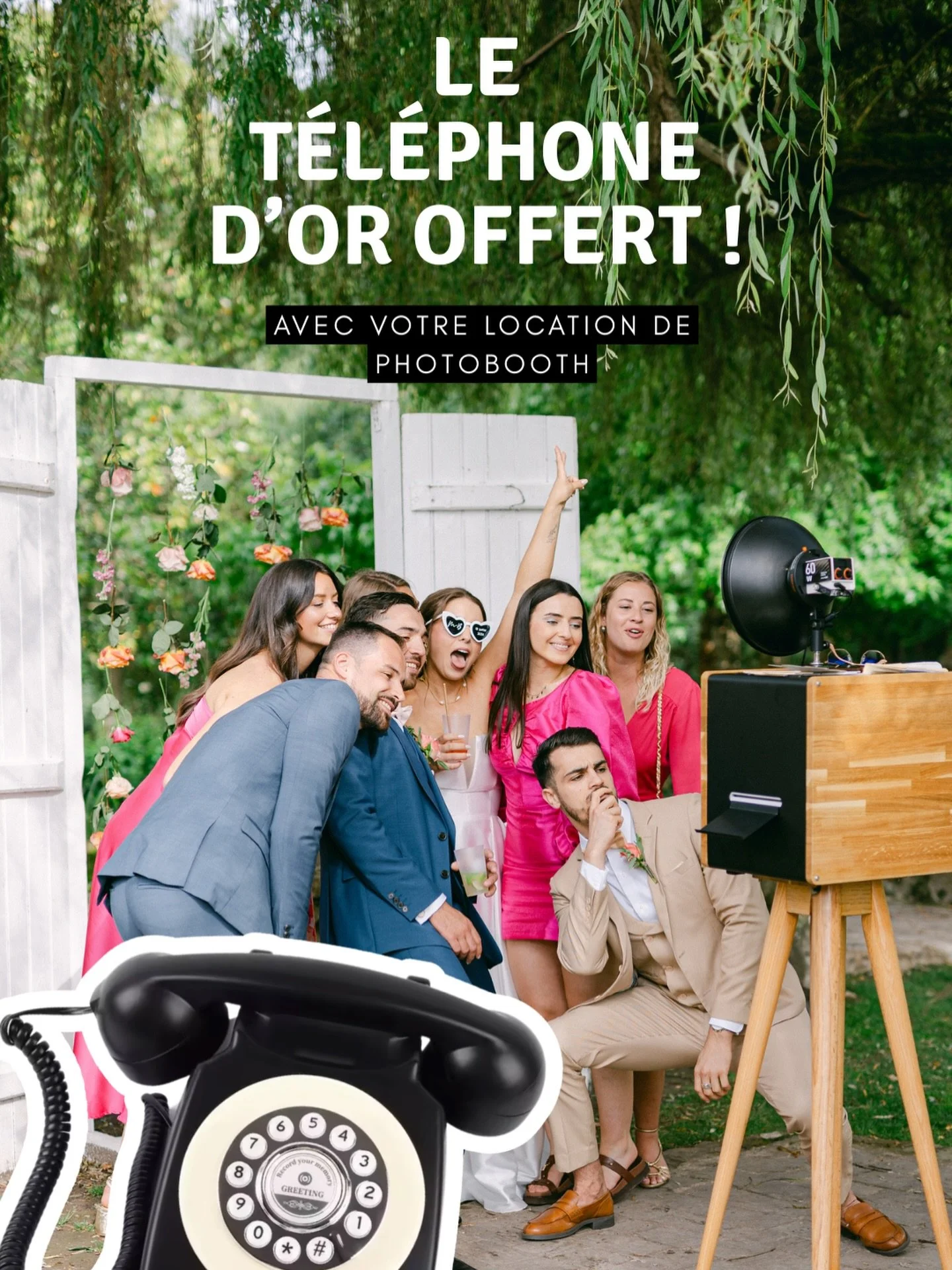 T&rsquo;as bien entendu, on a mis la main sur un t&eacute;l&eacute;phone d&rsquo;or, et pour une dur&eacute;e limit&eacute; il est offert avec TOUTES les locations de photobooth, sans conditions 📸

#photobooth #photoboothwedding #wedding