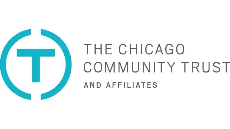 Logo of The Chicago Community Trust with a teal circular design and the organization's name in black text.