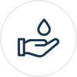Hand holding water droplet icon