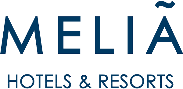Logotipo de Meliá Hoteles & Resorts en colores azul oscuro y azul claro.