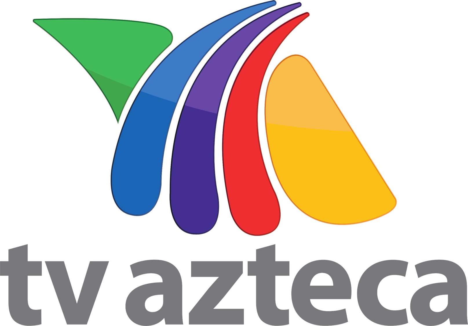 Logotipo de TV Azteca con varios colores y letras en diferentes tonos.