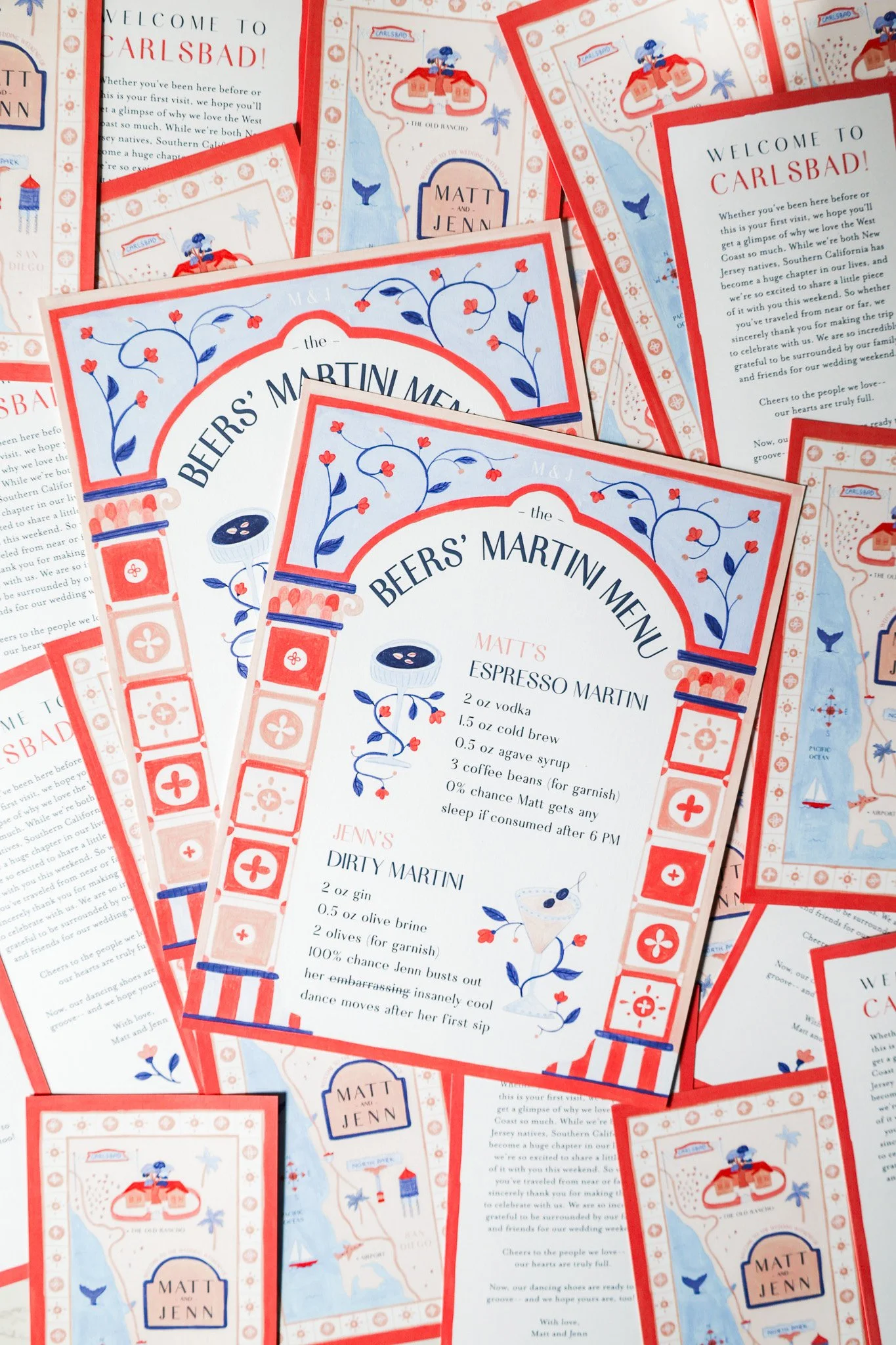 Sunshine and Talavera Tiles: Illustrated Map and Bar Sign for a Wedding at the Old Rancho in San Diego