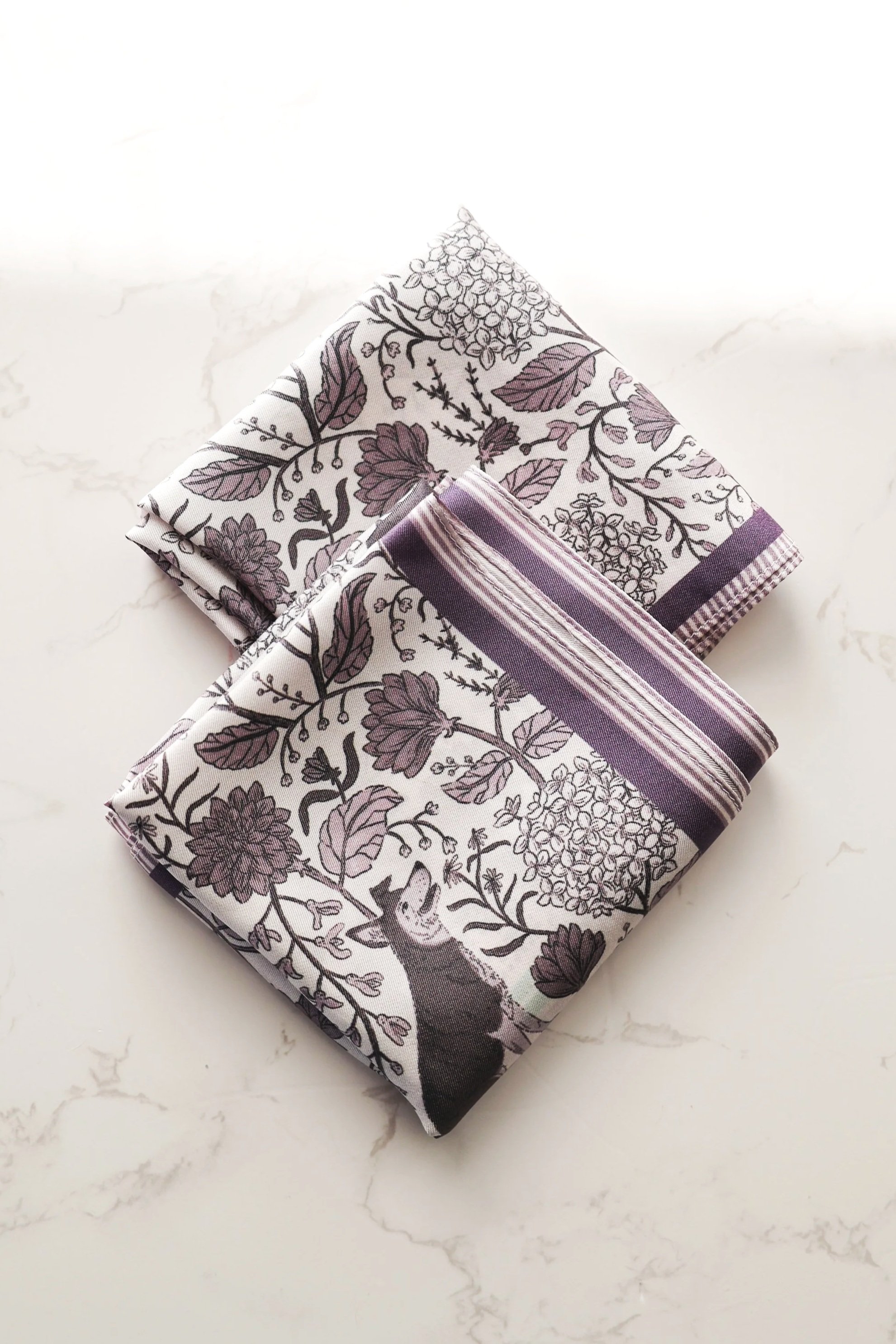 Silk Scarves and Pocket Squares with custom floral artwork and a dog