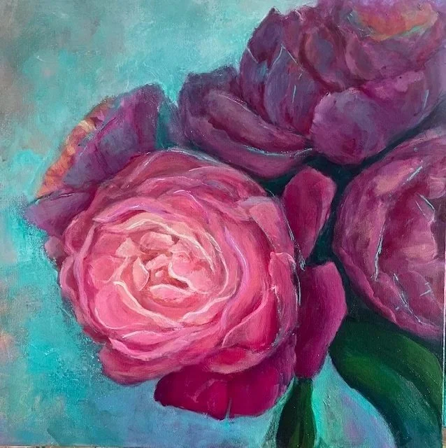 Abstracted Peonies - acrylic 20x20"