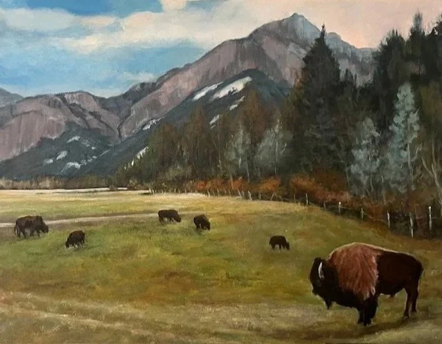 Rocky Mountain Buffalos - acrylic 14x18"