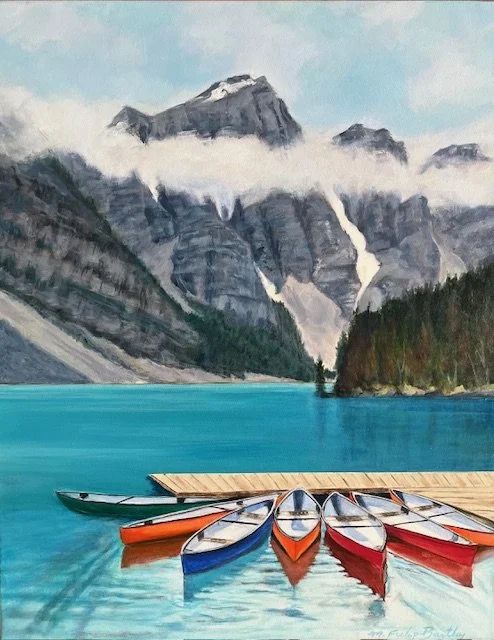 Canoes on Morraine Lake - acrylic 24x30"