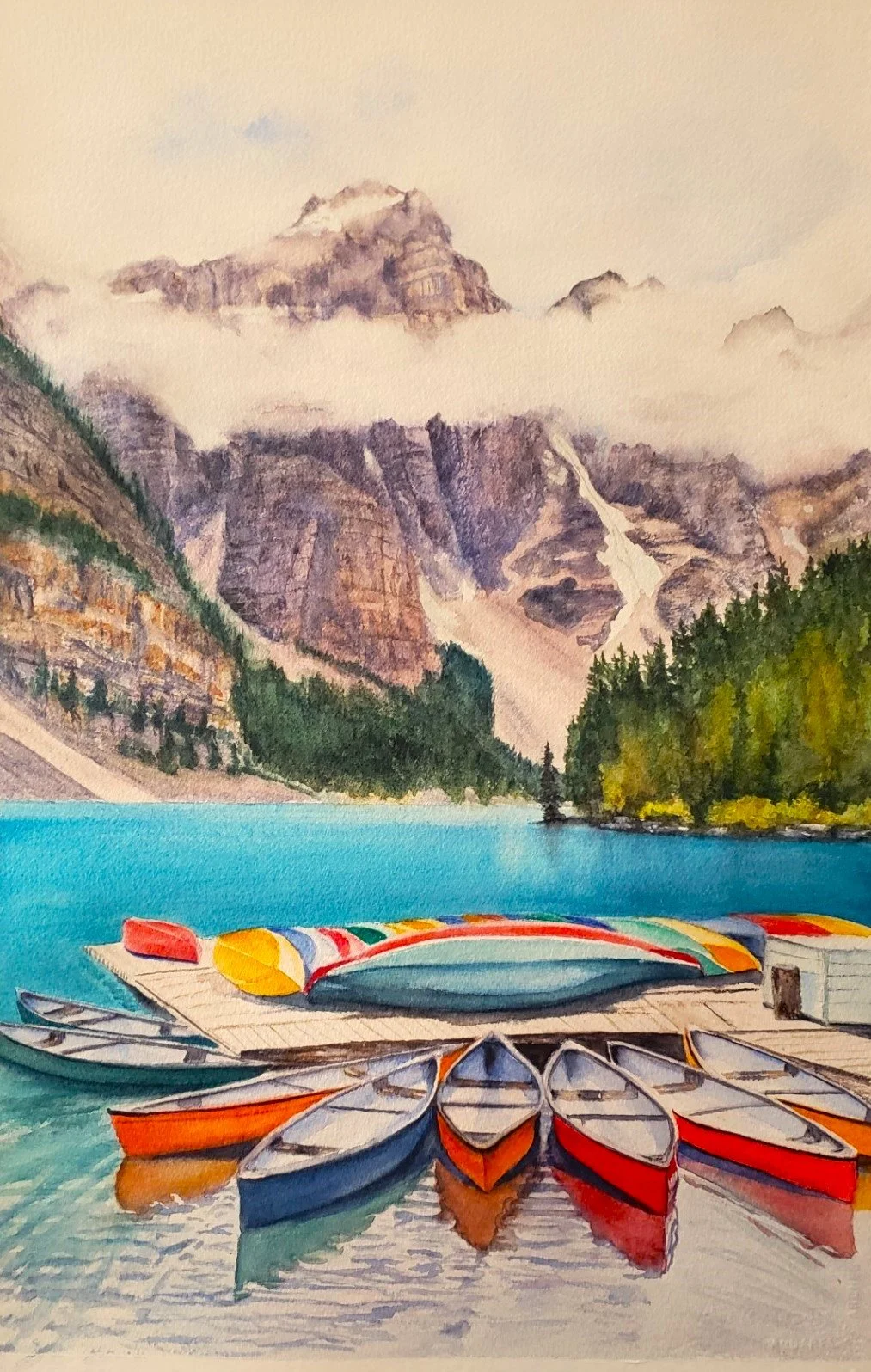Morraine Lake Canoes - watercolour (sold)
