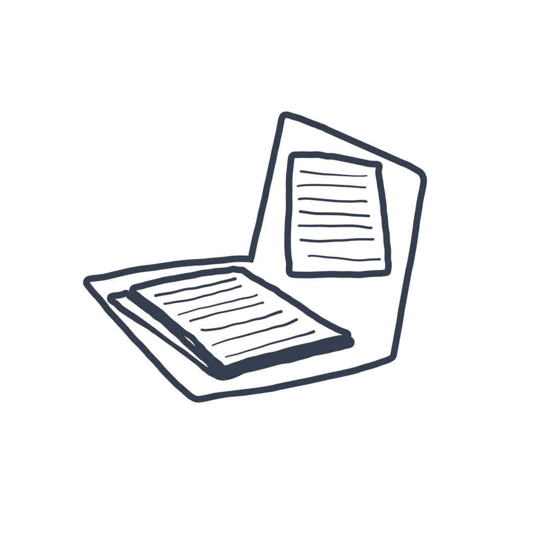 Simple line drawing of a folder containing two pieces of paper.