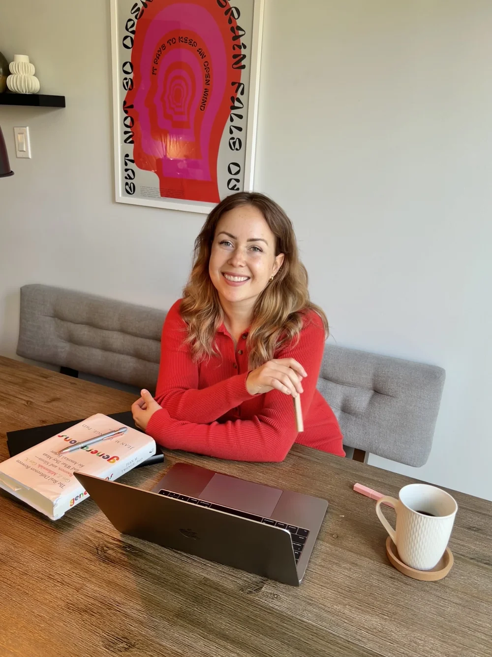 Sara Gill at her desk