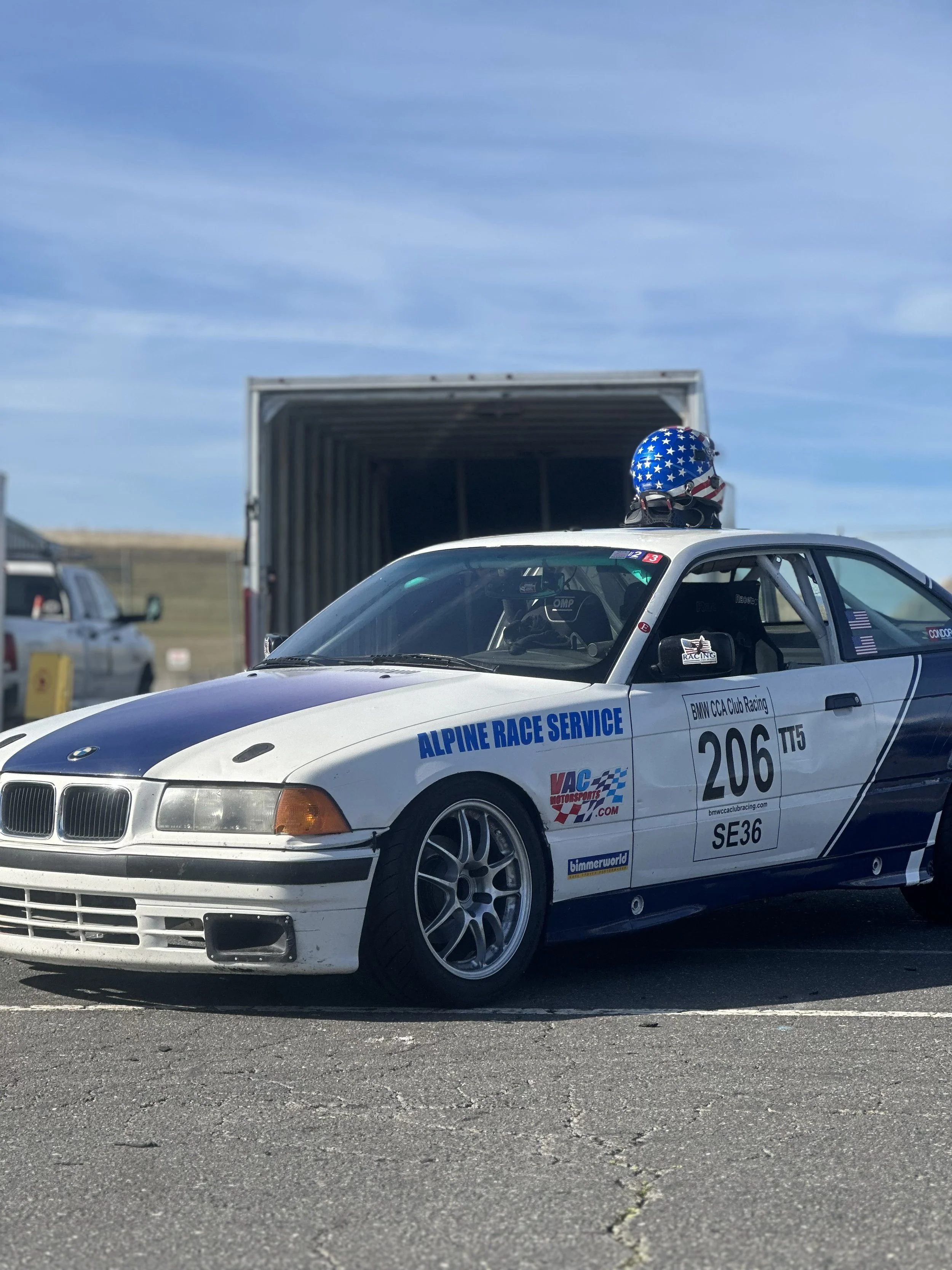 The E36 Spec3 or Spec E36 rental that Alpine Race Service (ARS) provides for HPDE, Autocross, and racing events throughout California