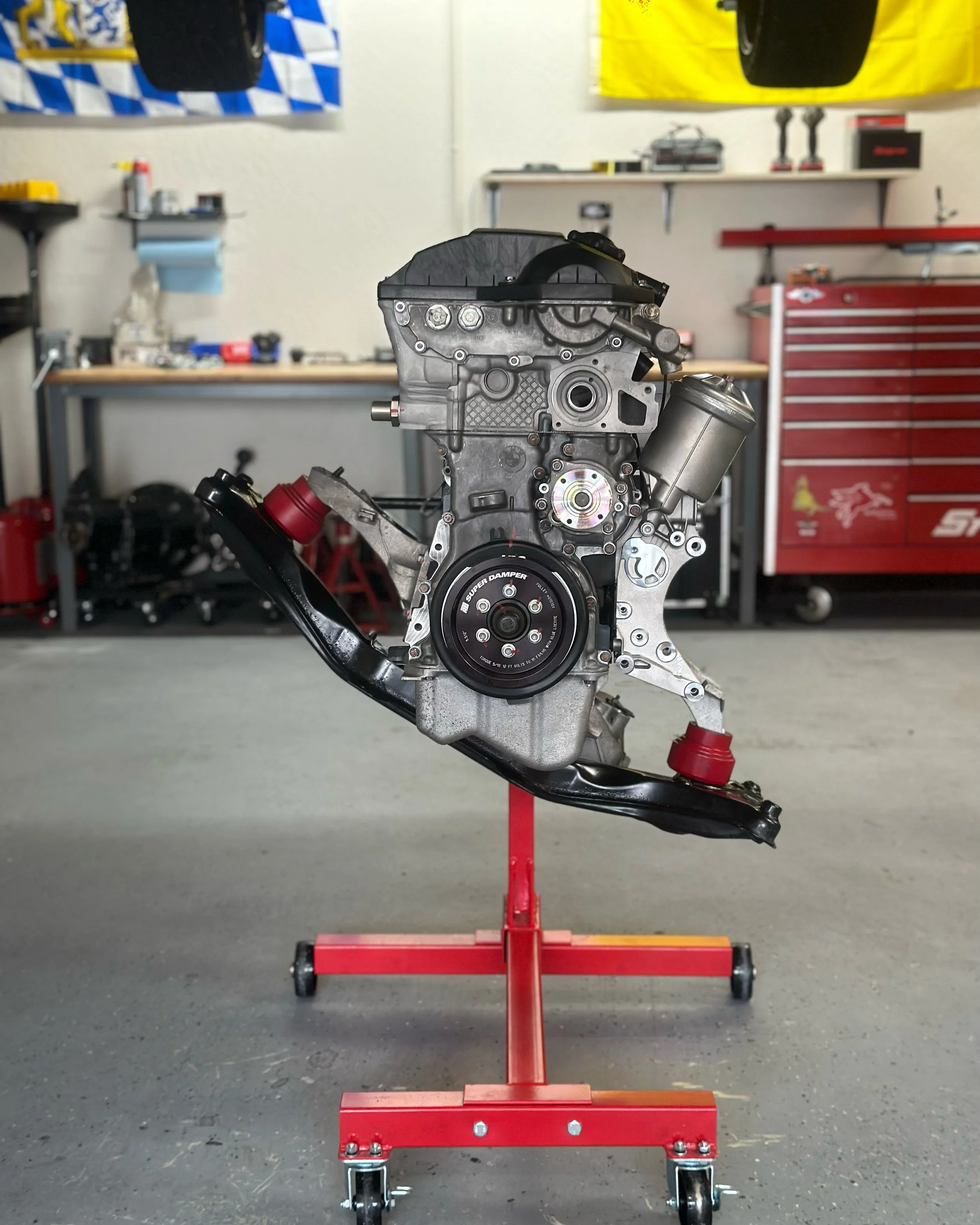 The S52 motor that was installed into a client's E36 M3 that was fully built from the ground-up.