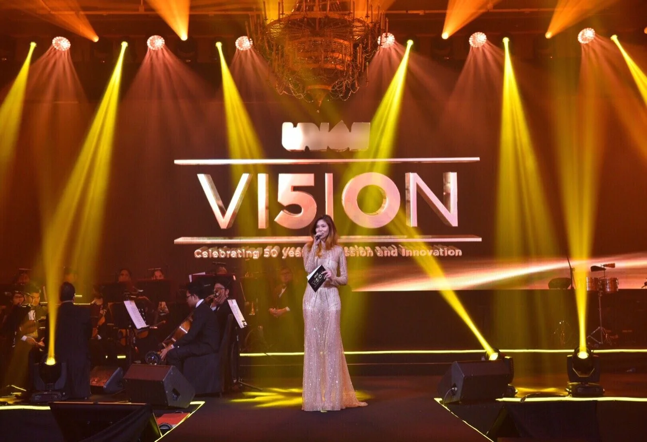 Bianca Valerio hosting "V15ON" and the message "Celebrating 50 years of innovation and inspiration."