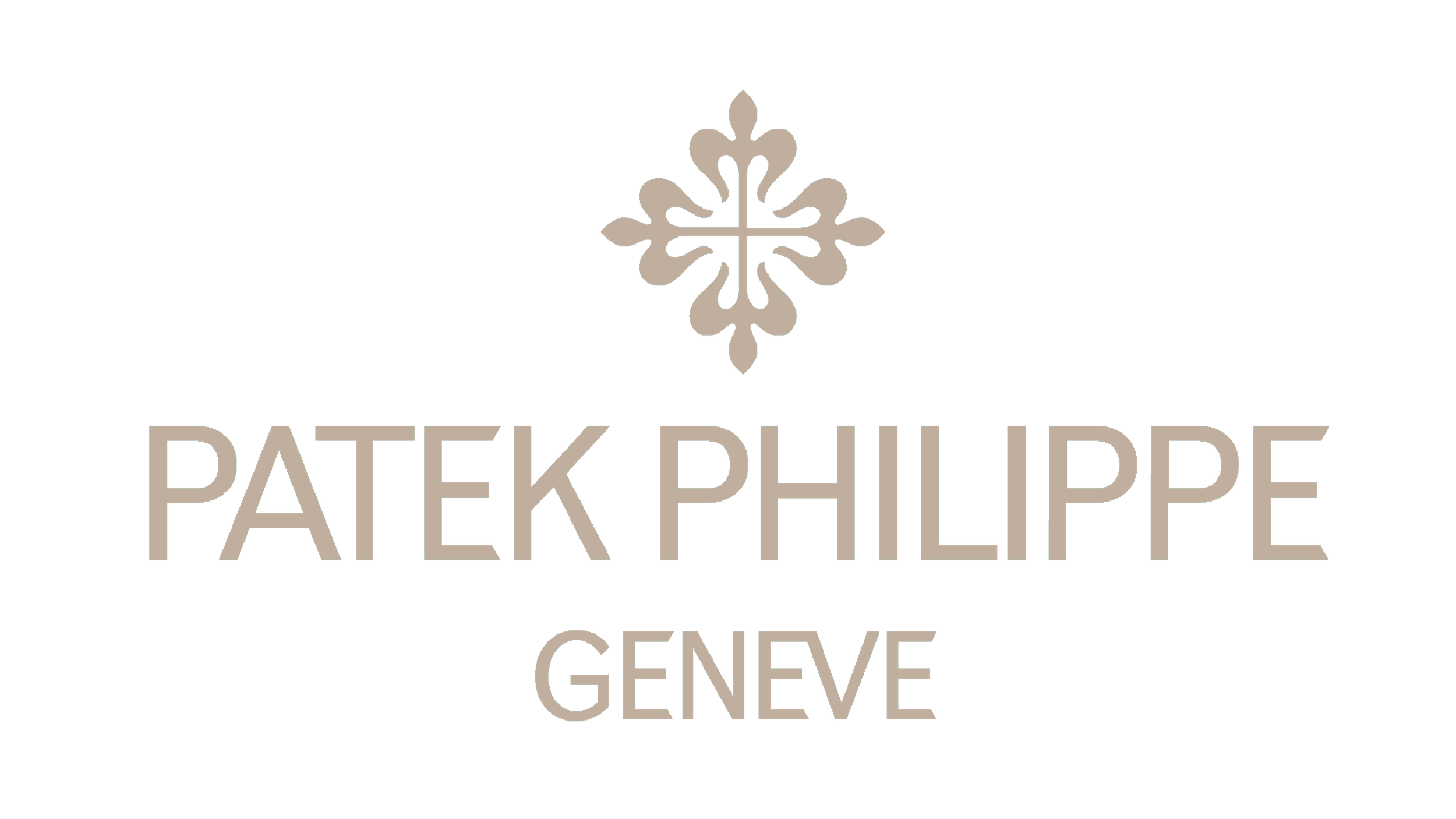 Patek Philippe logo with a stylized cross emblem above the text 'Patek Philippe Genève' on a black background.