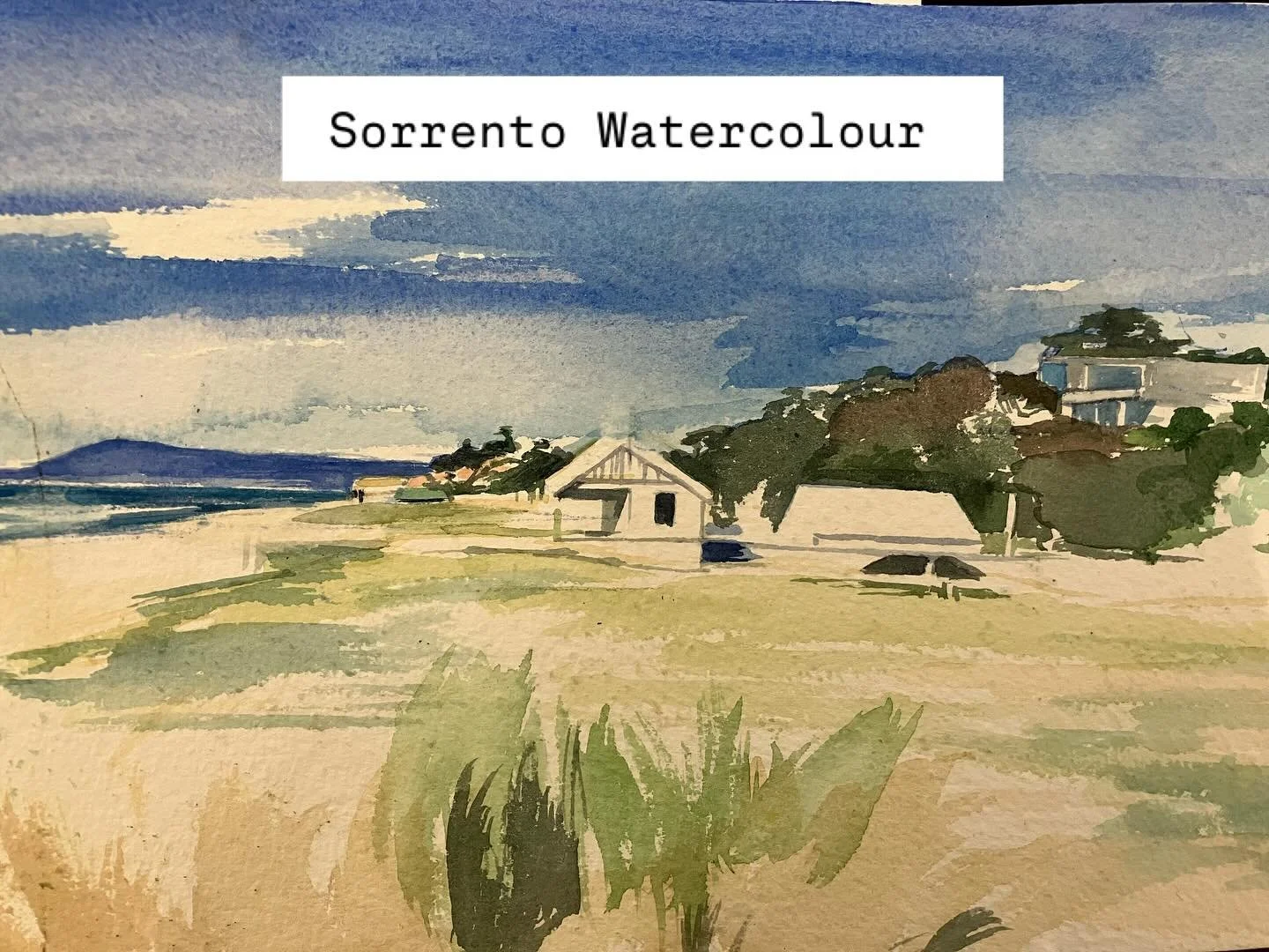Working on another little watercolour-loving  the contrast in this one of Point King Beach in Sorrento ❤️#jillmcfarlaneart #colourmeadow #pointkingbeach #sorrentovictoria #mountelizartist
