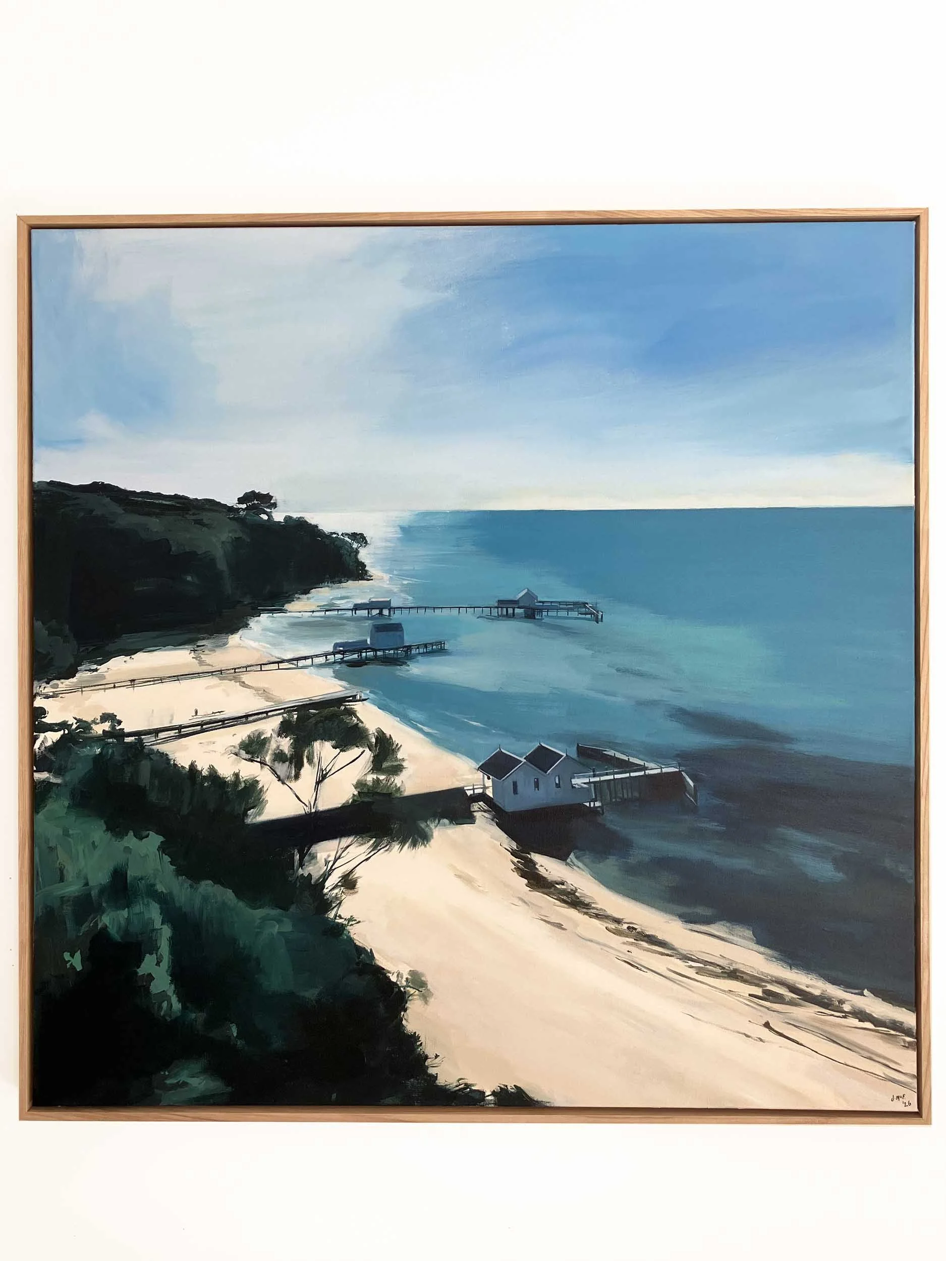 Sorrento Millionaires Walk Piers throgh the Sunlight acrylic painting Jill McFarlane close up 2.jpg