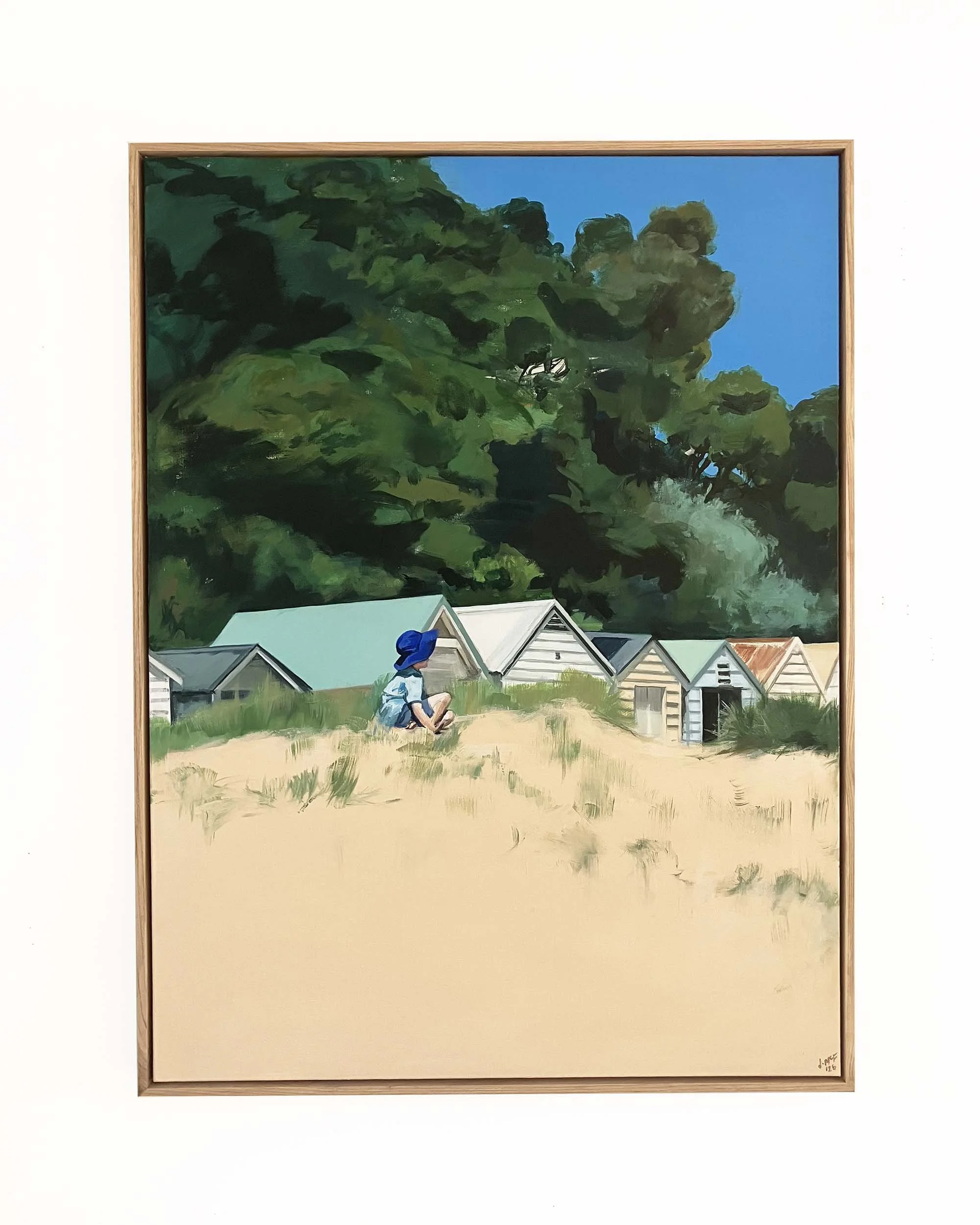 Little Boy Blue in the Dunes at Point King Beach Sorrento acrylic painting by Jill McFarlane close up.jpg