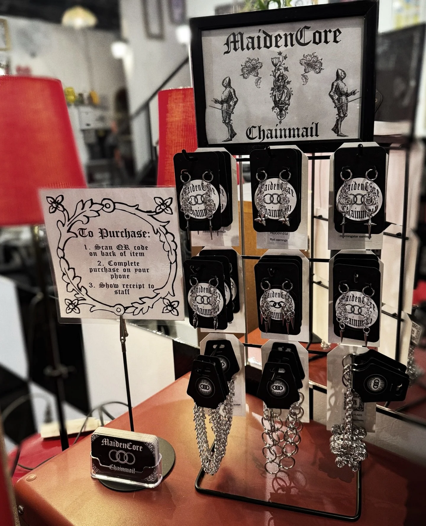 MaidenCore has a new retail home at @moodymothstudio in Chinatown! 🖤 Stoked to have stock at such a cute lil spot with so many talented people! 🖤 

#maidencore #chainmail #chainmaille #shoplocalyvr #eastvan