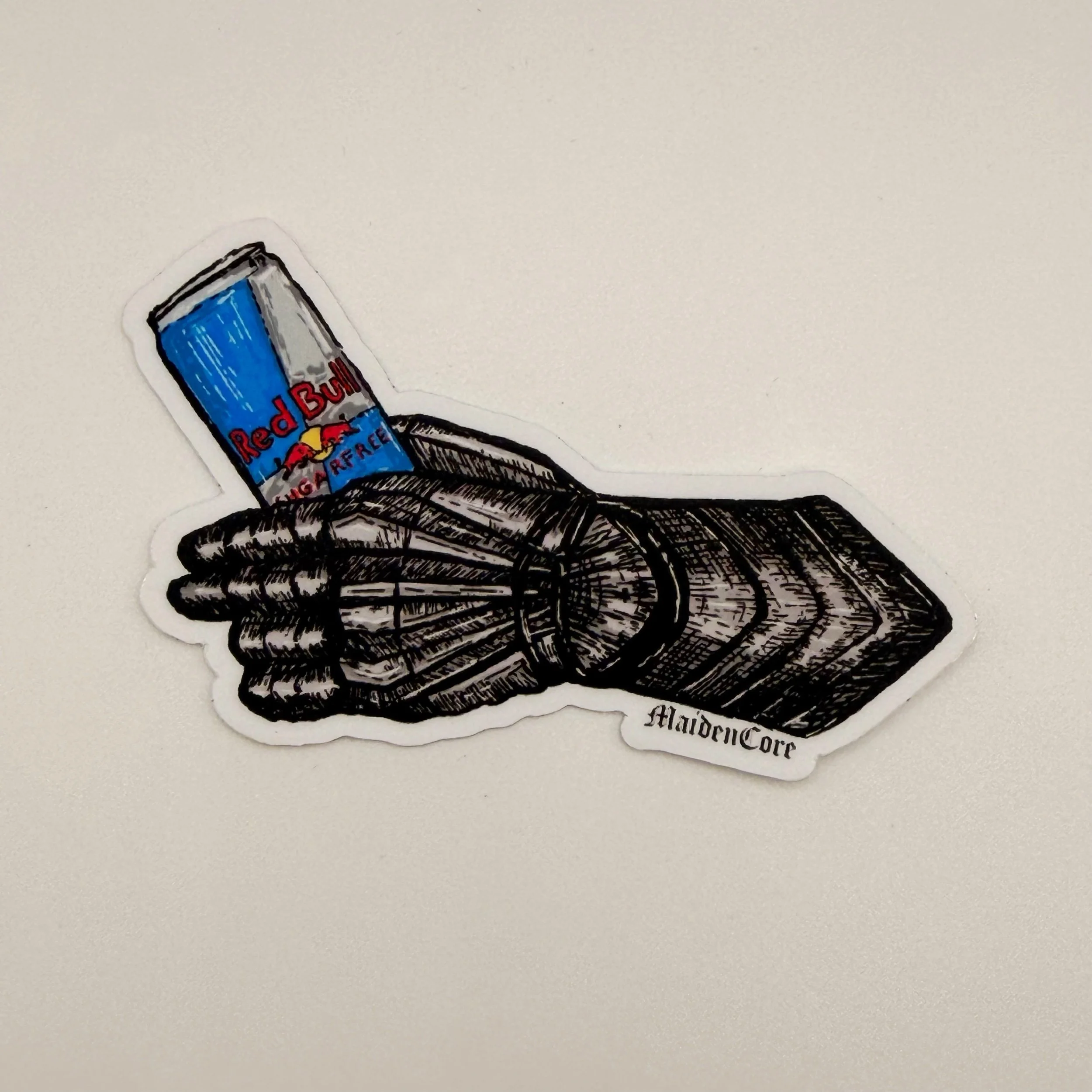 medieval gauntlet red bull sticker