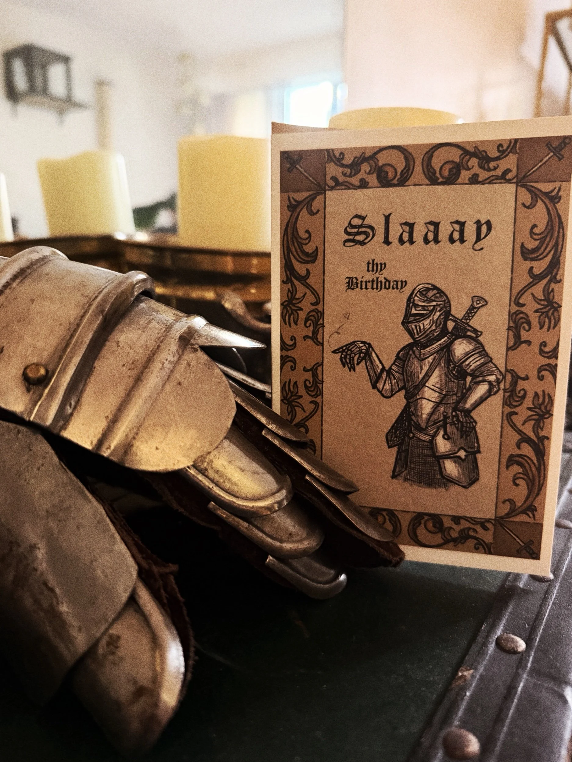 "slay thy birthday" card