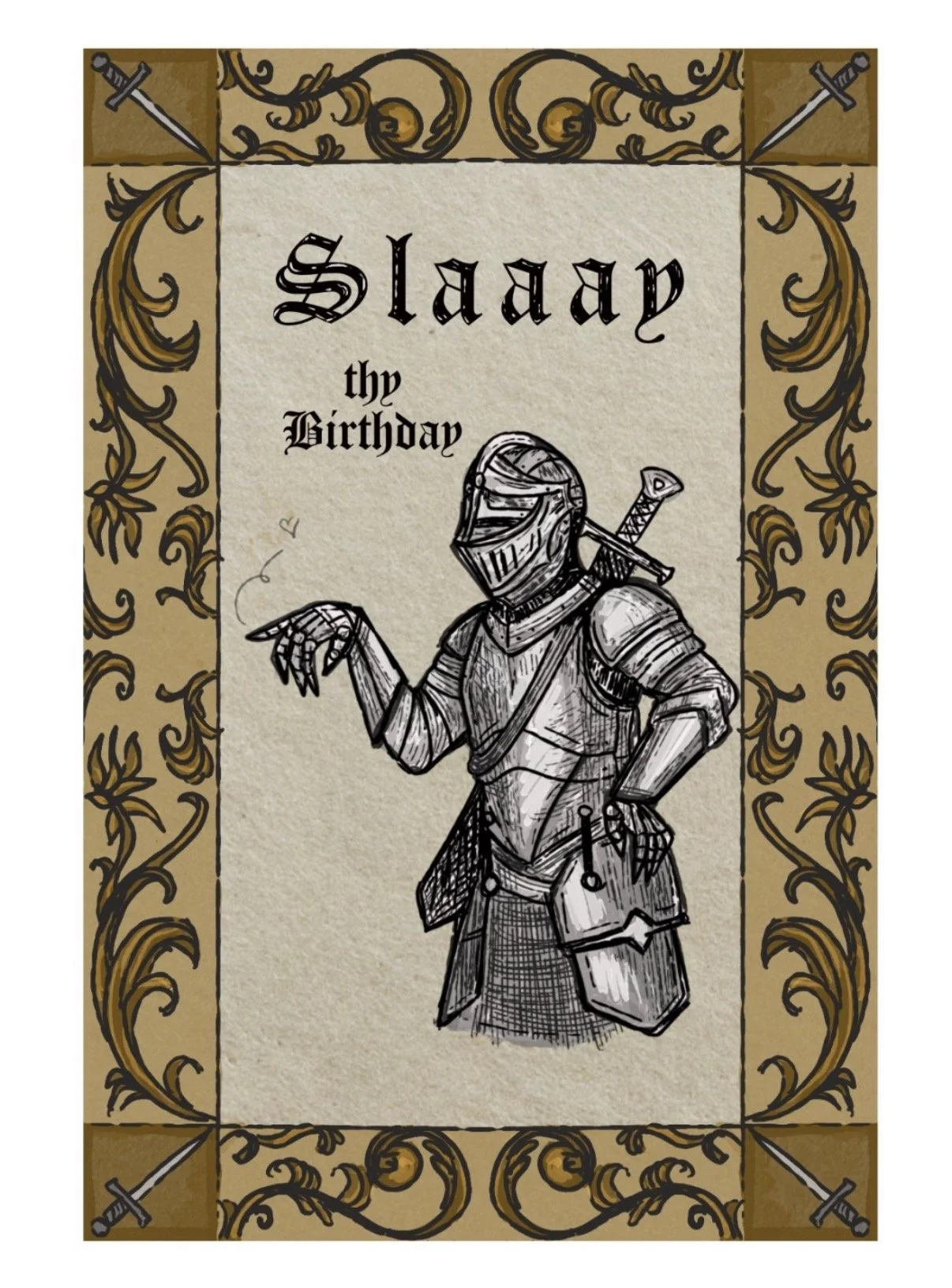 medieval funny queer knight slay birthday card