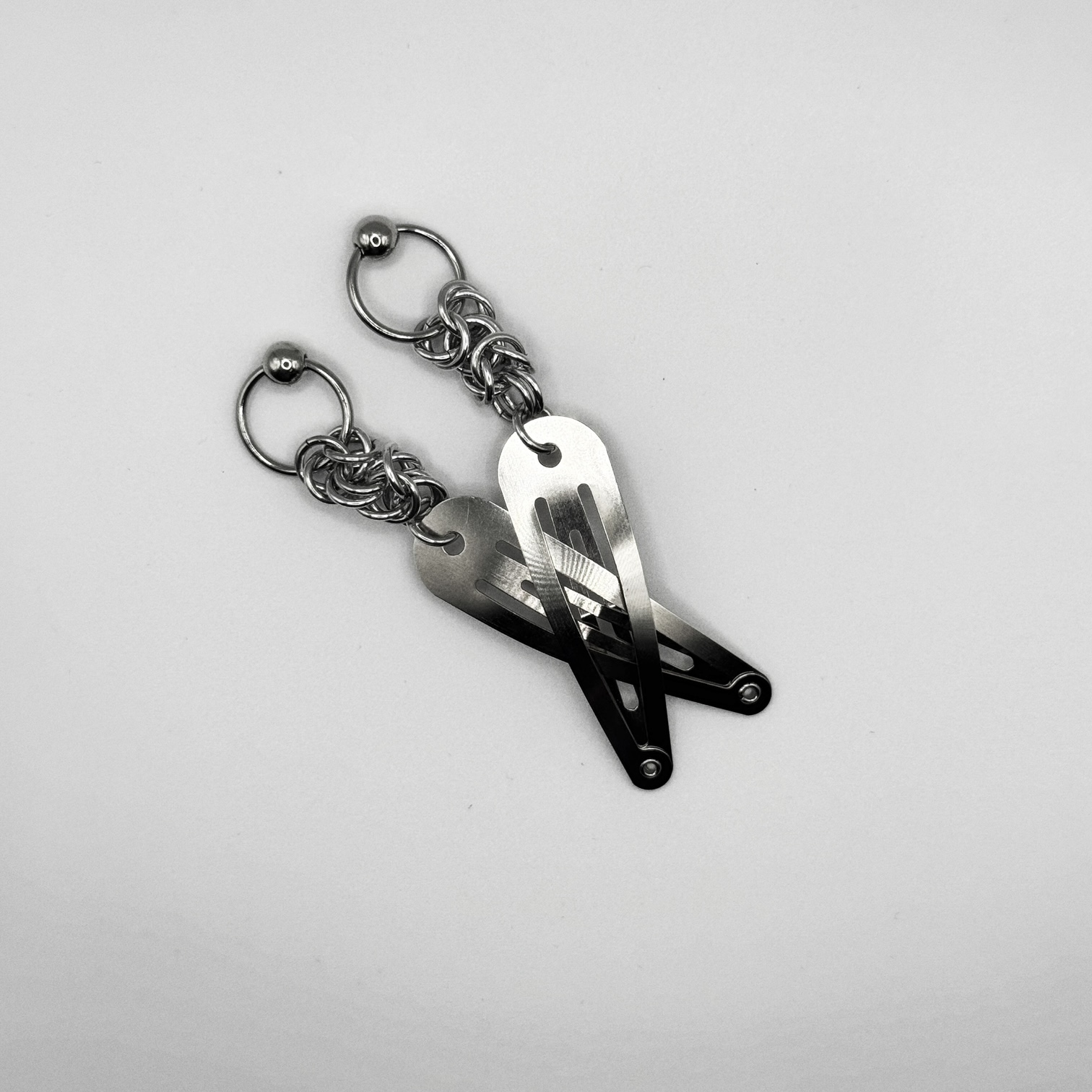 chainmail hair clips barbels