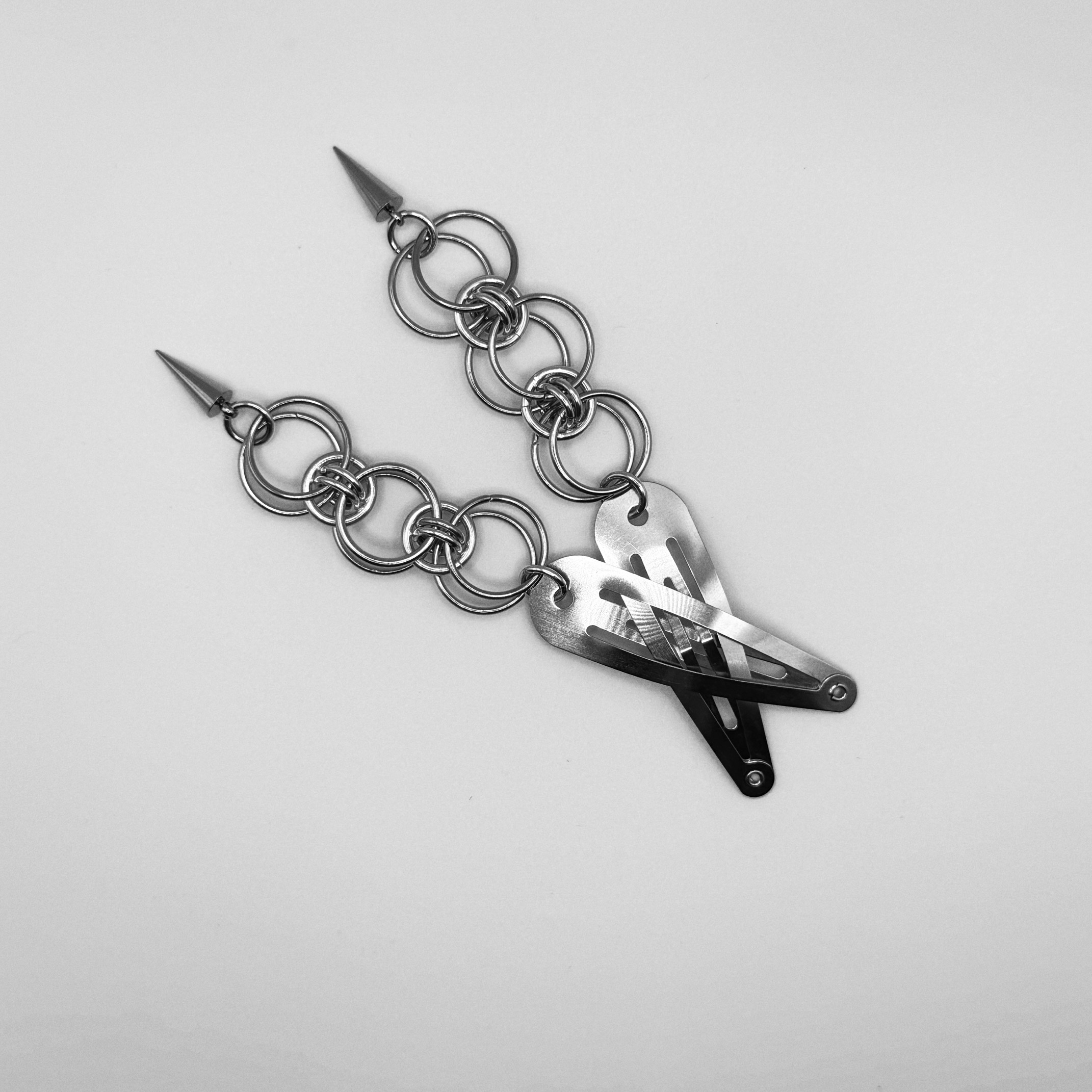 chainmail hair clips long spikes