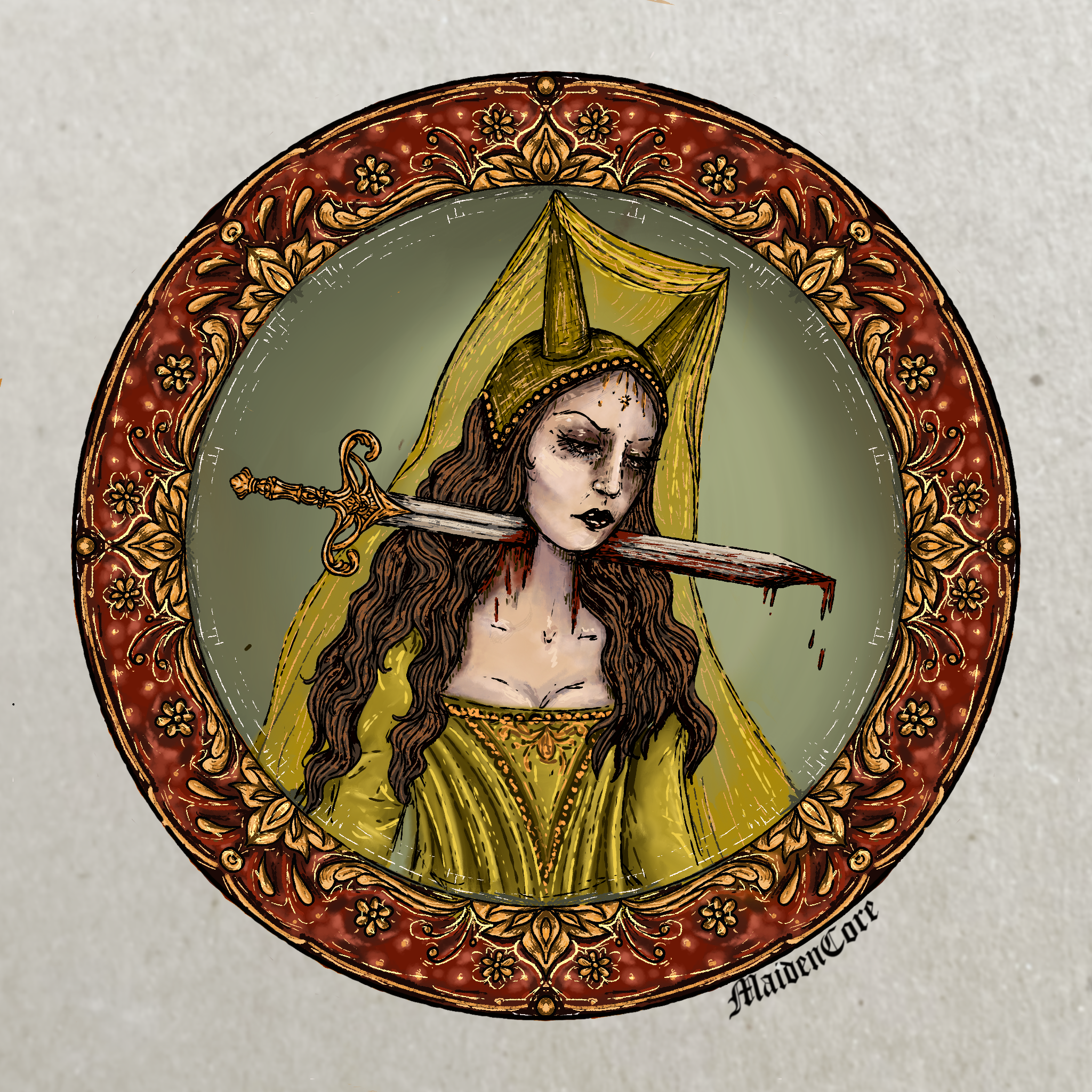 medieval maiden original artwork maidencore