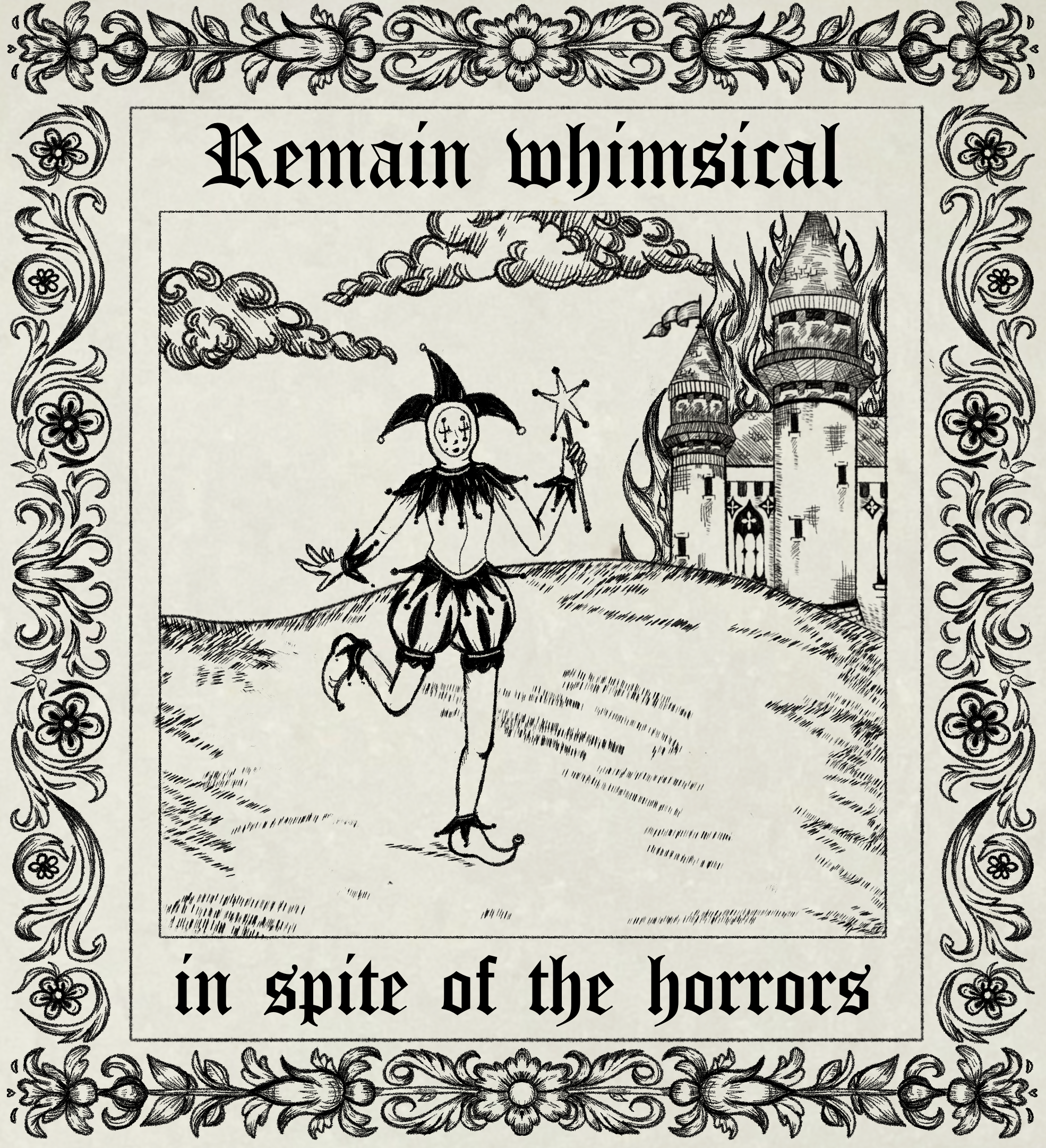 whimsy medieval jester print original artwork maidencore