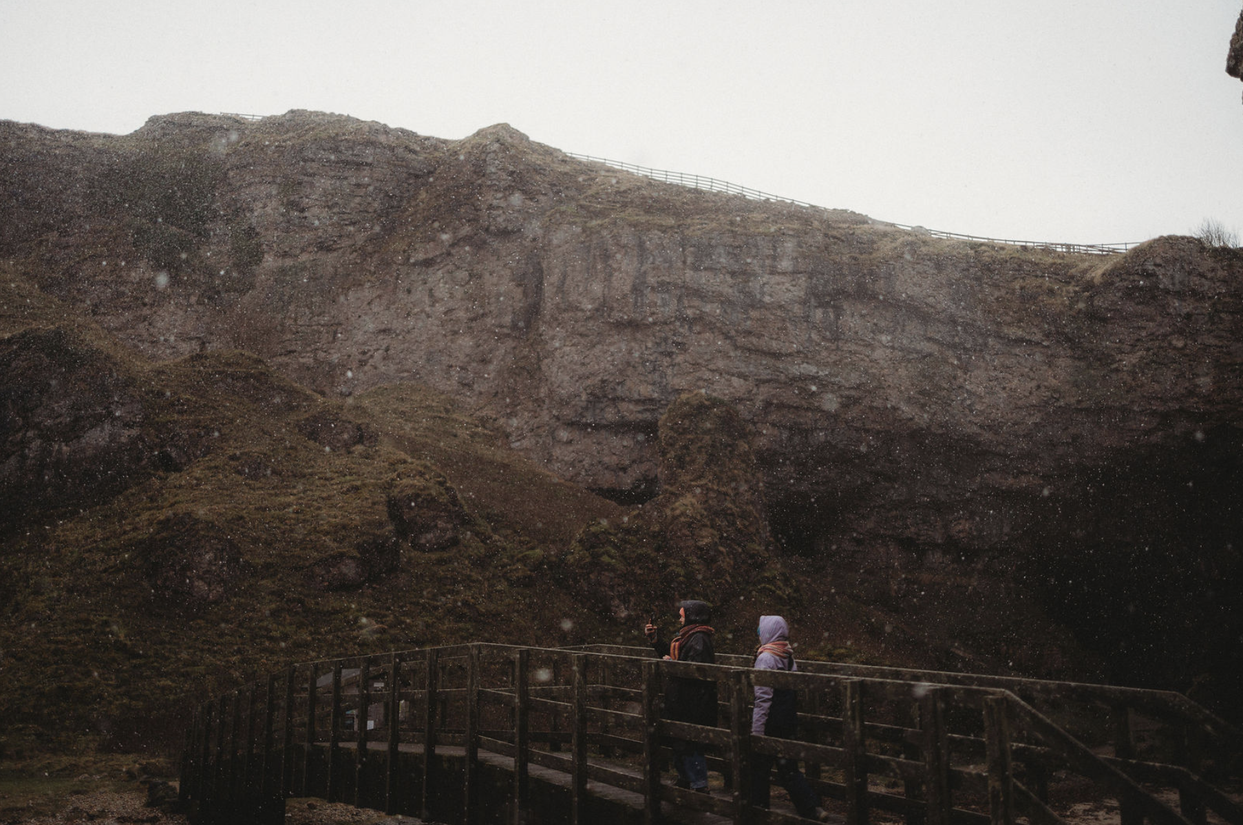 Snowstorm at Smoo Cave during the North Coast 500