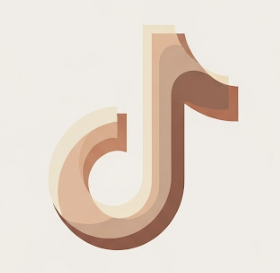 Stylized TikTok logo with a brown color gradient.
