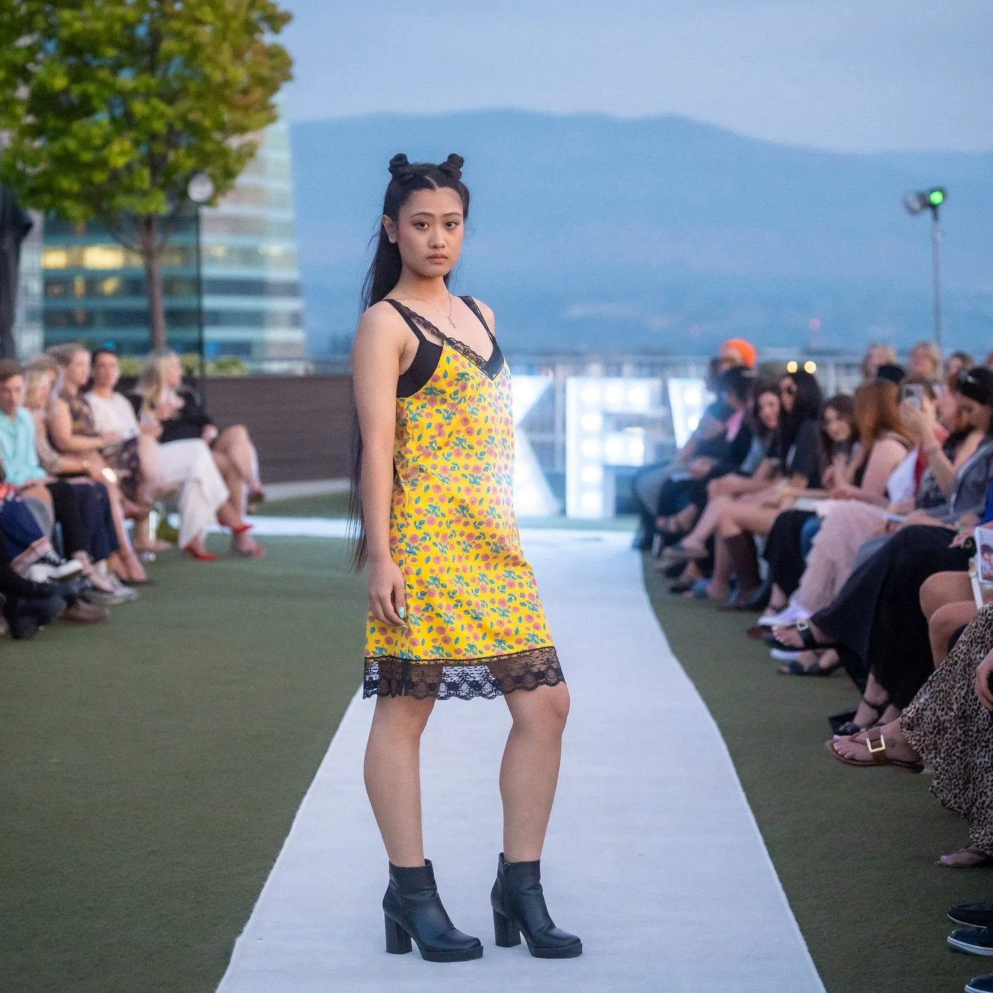 Runway shots hot off the presses from @kelownafashionweek_ ! Shout out to the hair team for giving  us space buns!
.
Models: @_shiro_wai @monicaprimocena_model 
Photo: @OkanaganPortraits
.
KFW Producers: @erikka_moojelsky @theonlyalexandracatrina 
Me