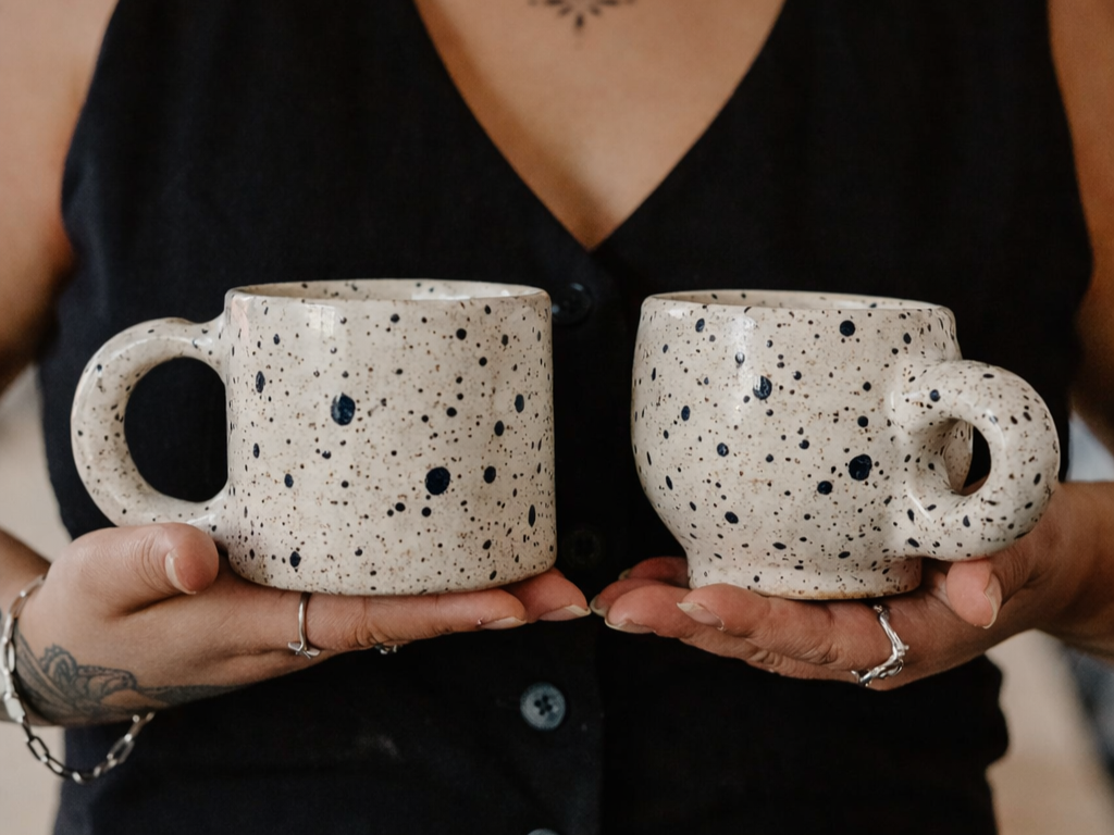 Handmade ceramic mugs created during a Perth pottery workshop