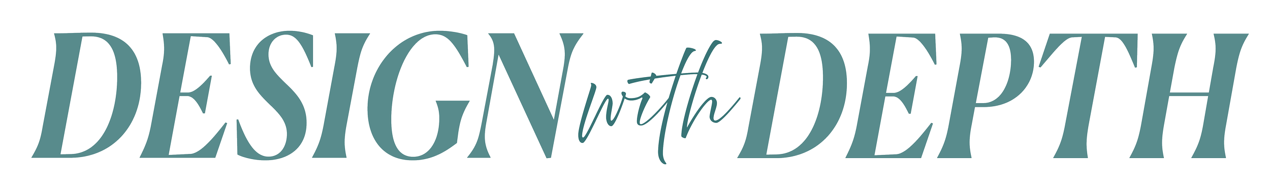 Text that reads 'Design with Depth' in stylized font.