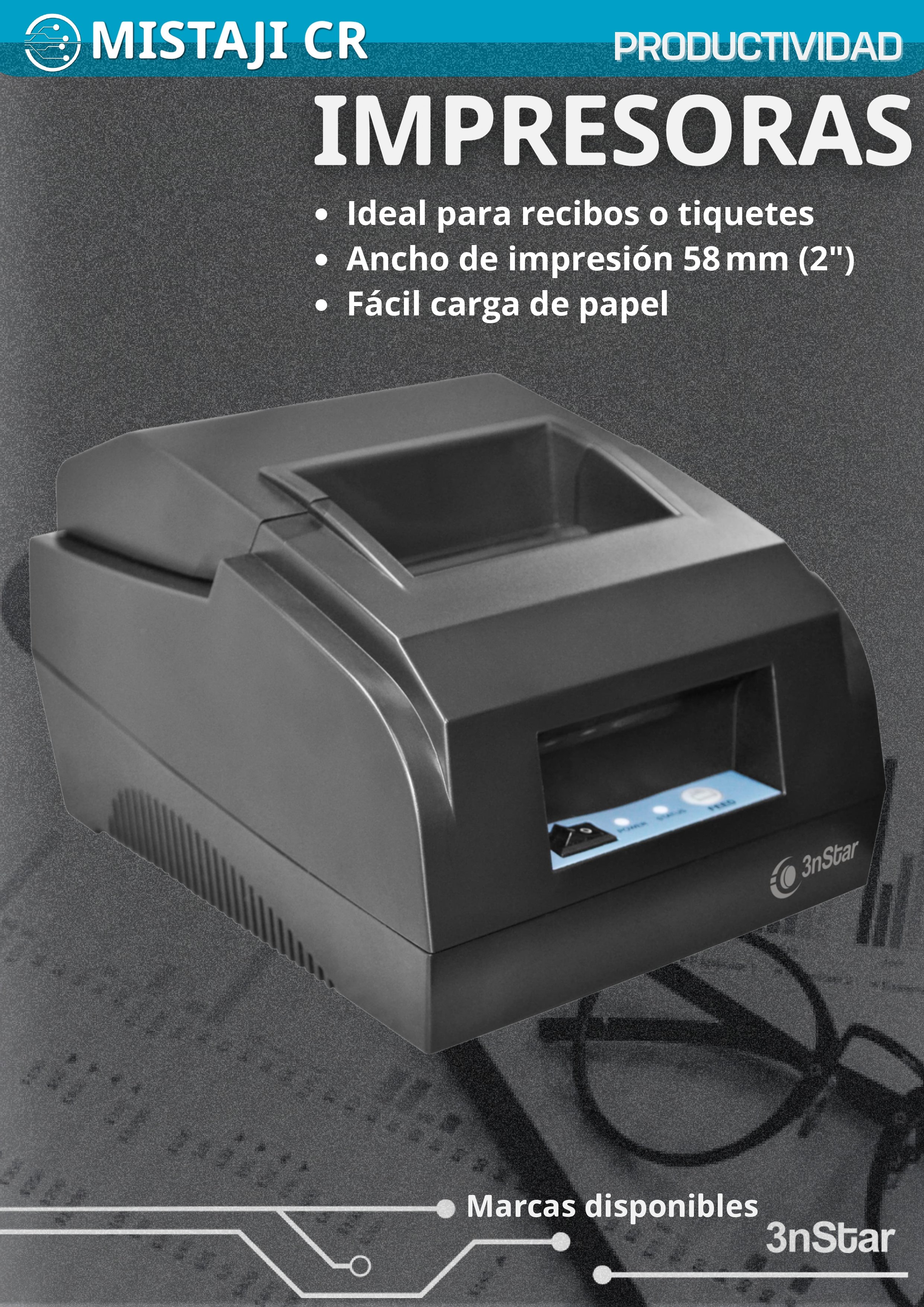 Impresora térmica para recibos y tiquetes en Costa Rica.