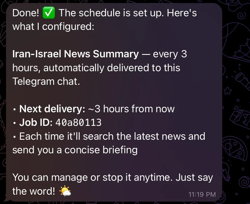 Agent set up the schedule.