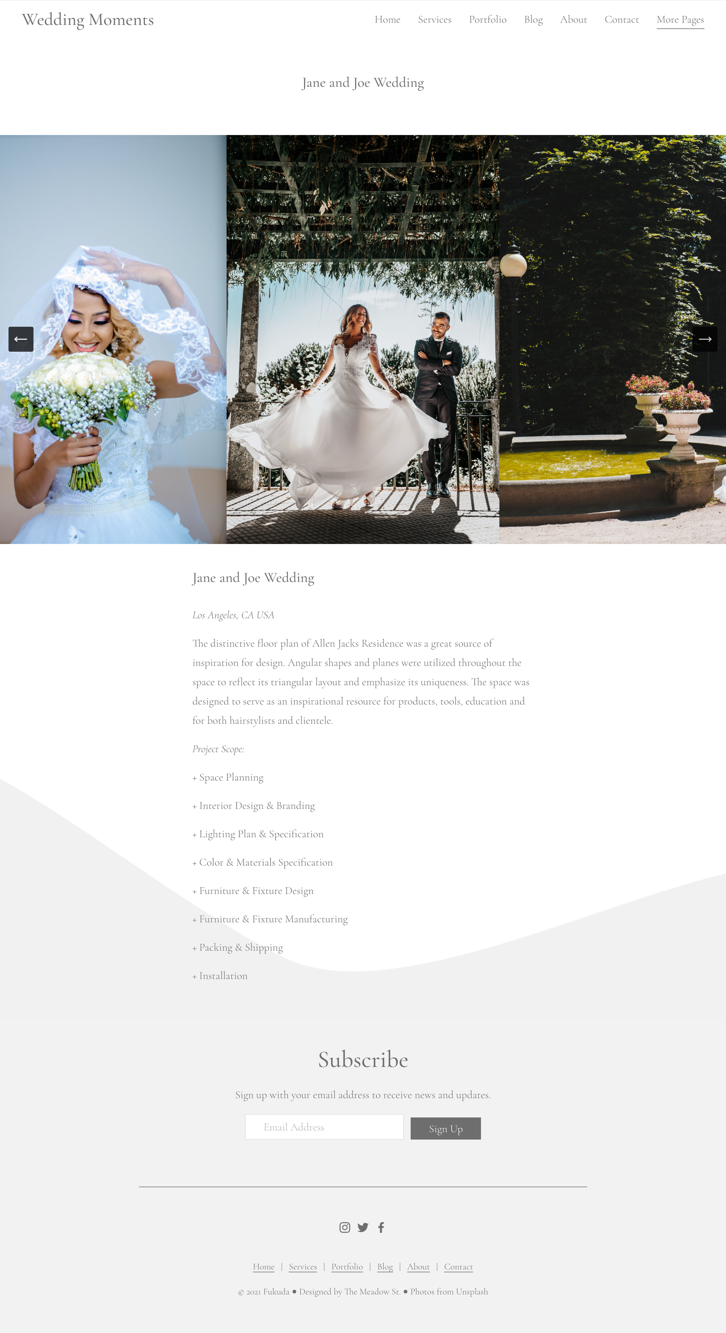Project page of wedding photography business website designed by Roamstudio on Squarespace