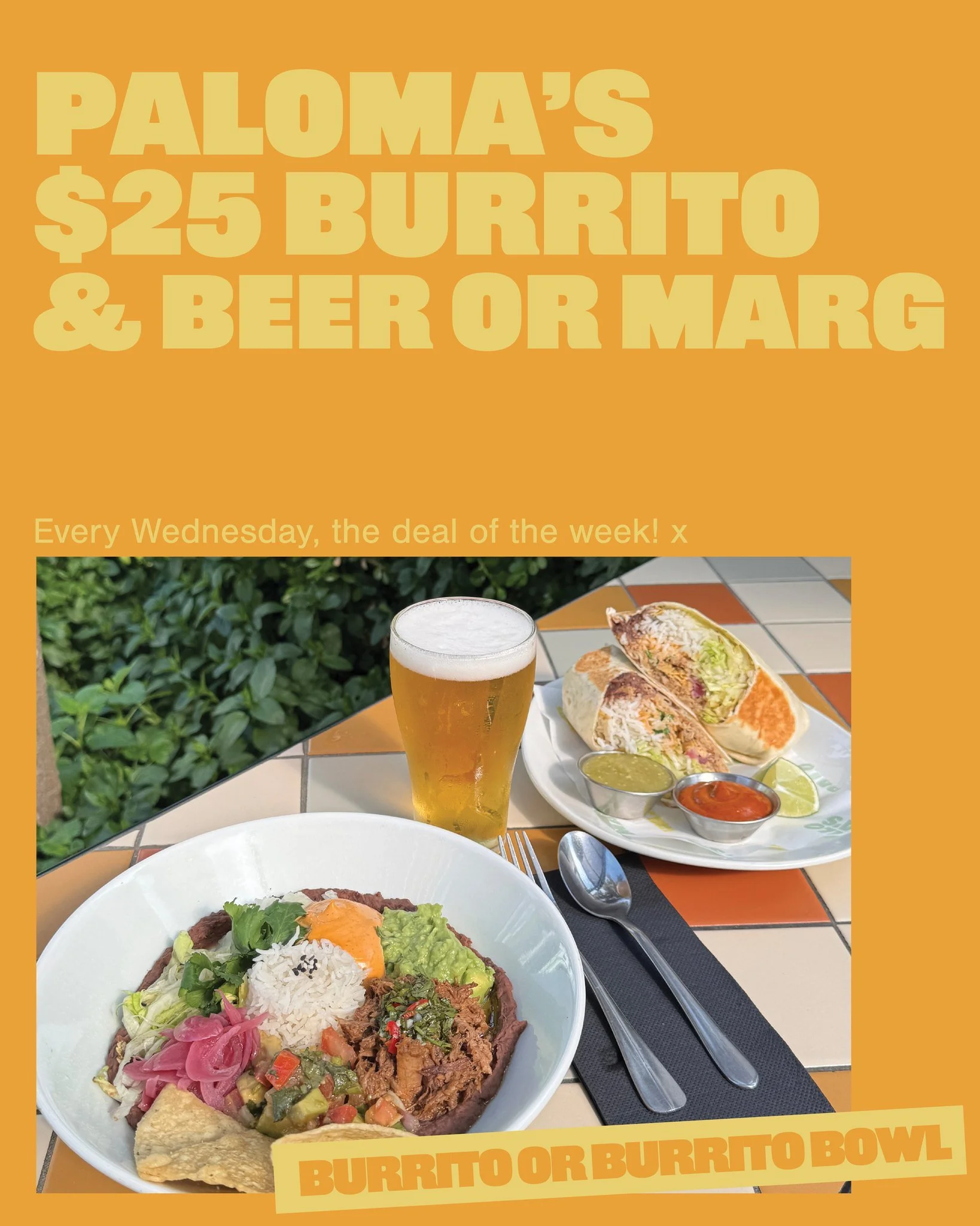 If Wednesday had a love language, it would be burritos. 🌯💘

Treat yourself &mdash; midweek deserves it.

#palomas