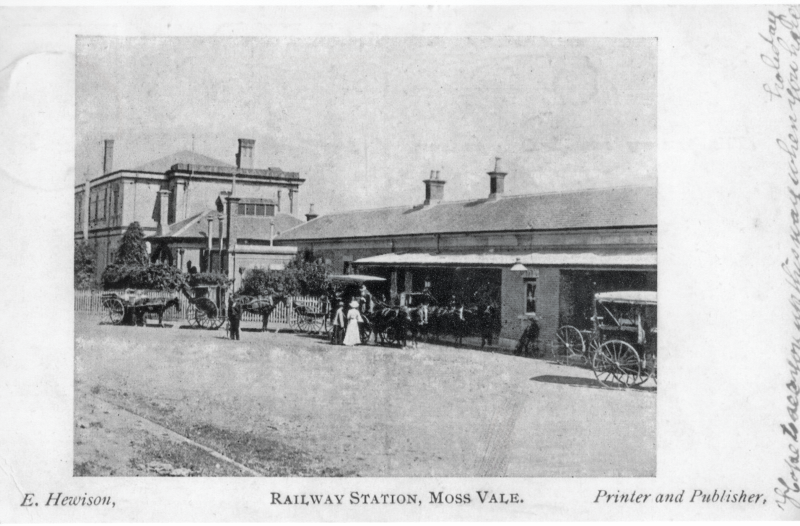CARRIAGES AWAITING THE ARRIVAL OF TRAINS at Moss Vale Railway Station  C.1900