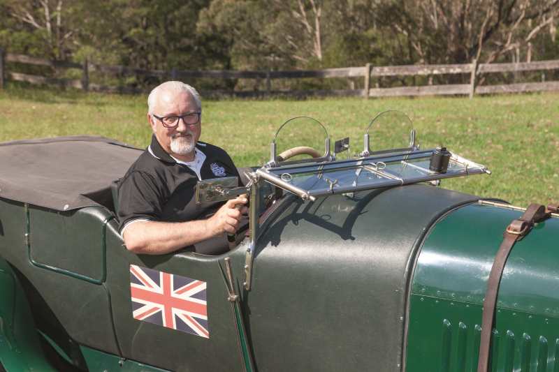 Barrie driving his Bentley 3 litre classic car
