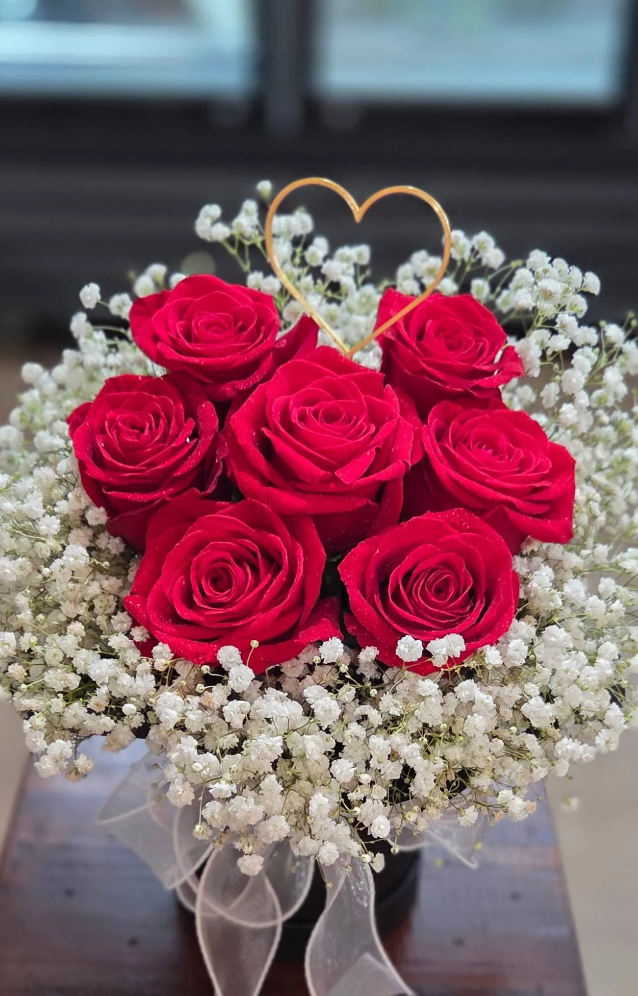 #LR42 Red Roses & Baby's Breath Arrangement