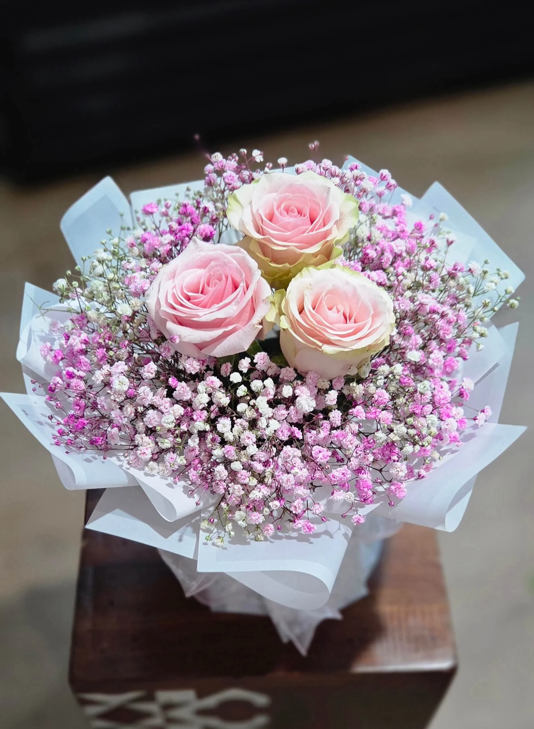#LR63 Pink Rose & Baby's Breath