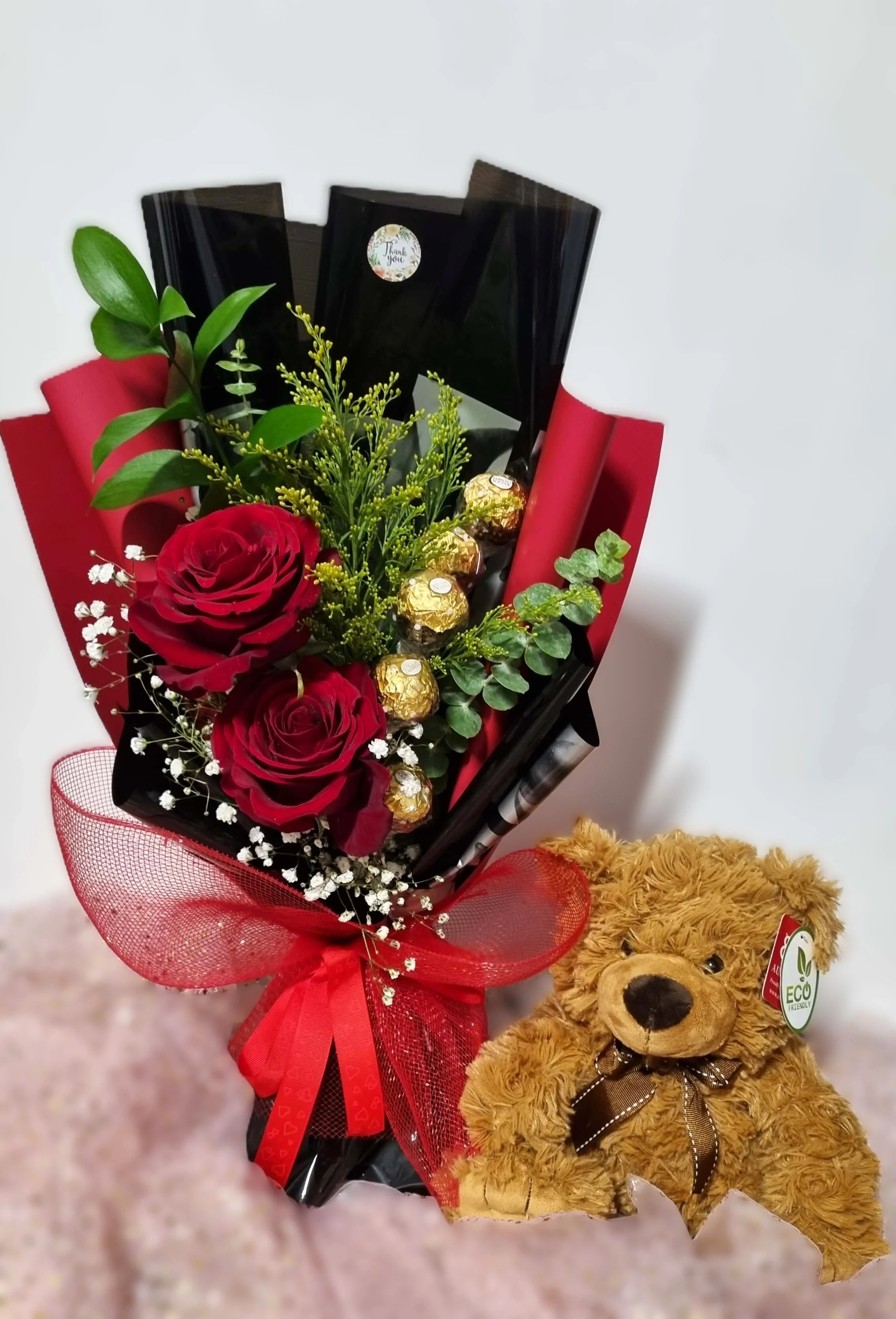 #VD11 Romantic Rose Bouquet with Chocolates & Teddy Bear
