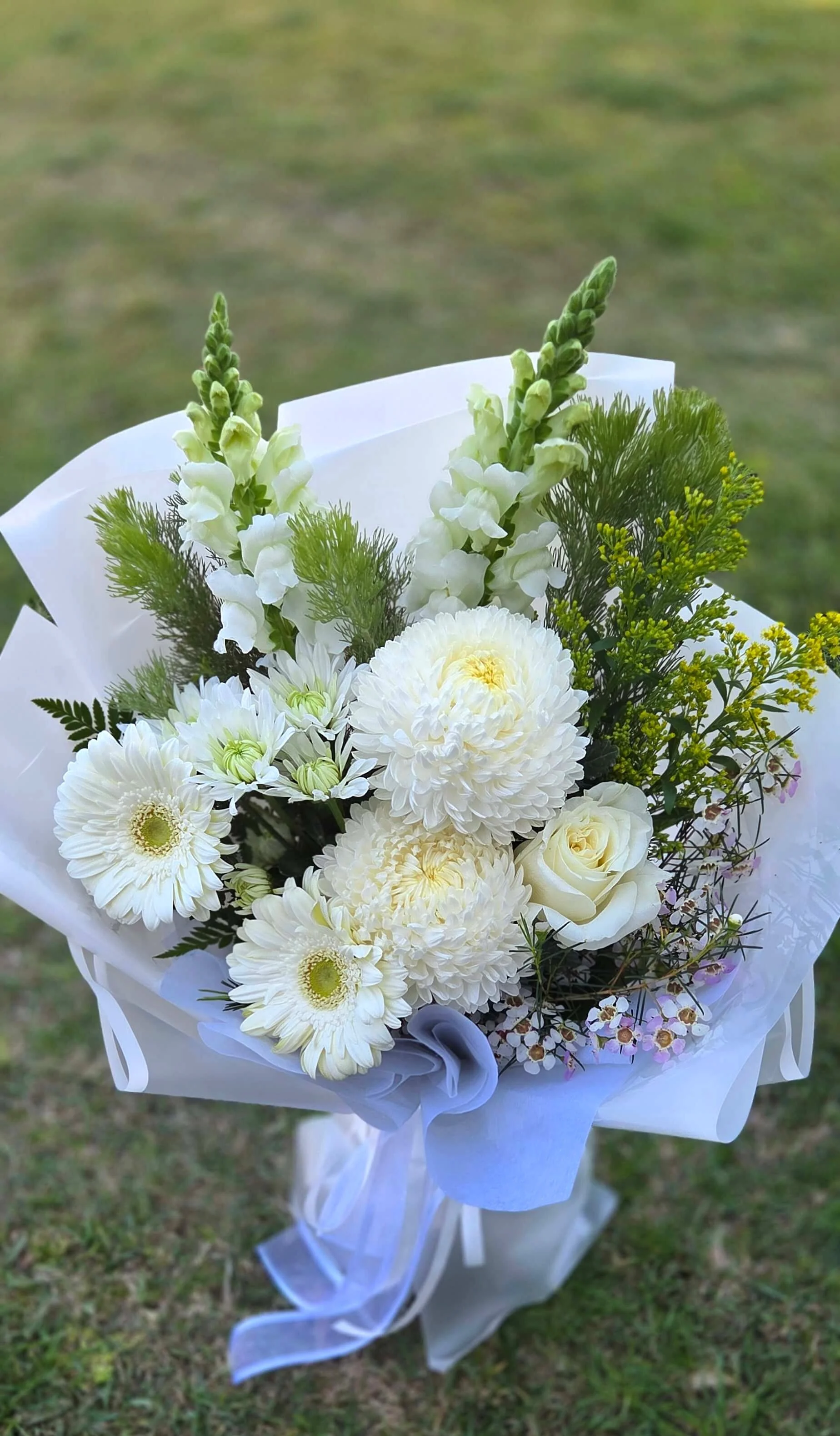 #S19 Pure Serenity White Floral Bouquet