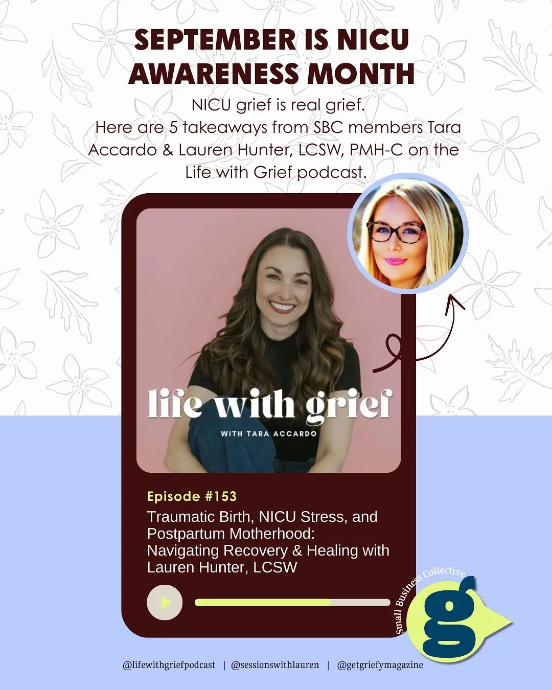 September is wrapping up, but this conversation is for anytime of year! Check out this much needed dialogue between Tara of @lifewithgriefpodcast and Lauren of @sessionswithlauren where the two digest more about the grief and feelings associated with