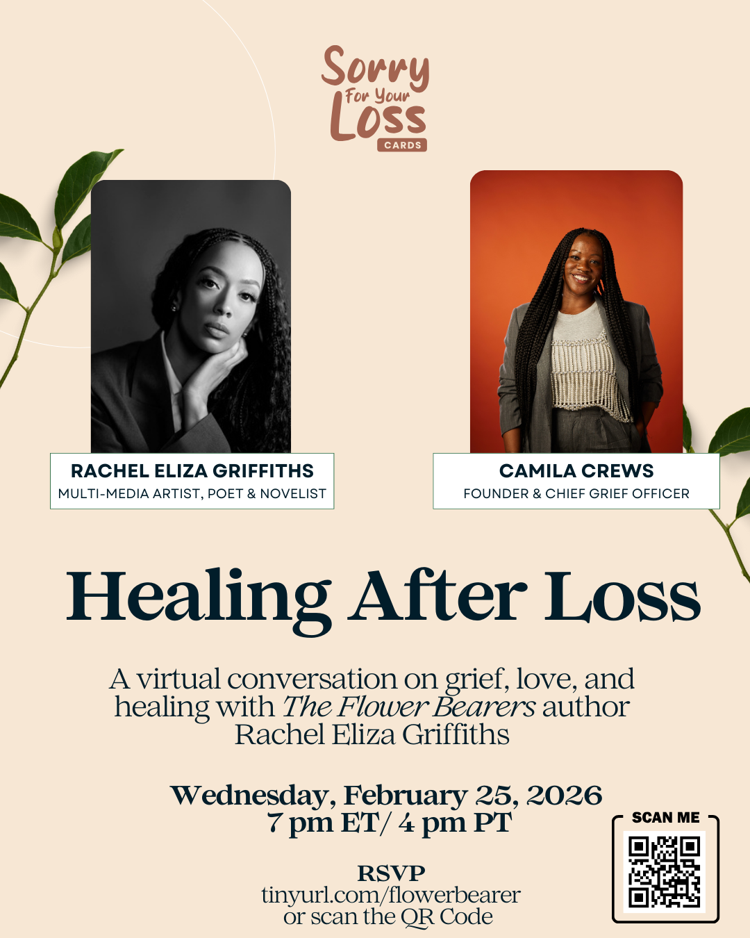 Healing After Loss Virtual Conversation with author Rachel Eliza Griffiths + Camila Crews