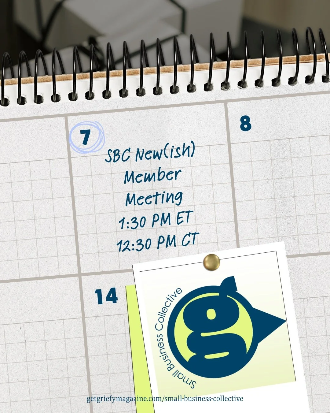 Who&rsquo;s coming to the New(ish) member meeting next week? Can&rsquo;t make it? No worries! We will record! 🗓️ Thinking about joining? Now is a great time to jump in! #getgriefymagazine #grief #getgriefysmallbusinesscollective #griefcommunity #gri