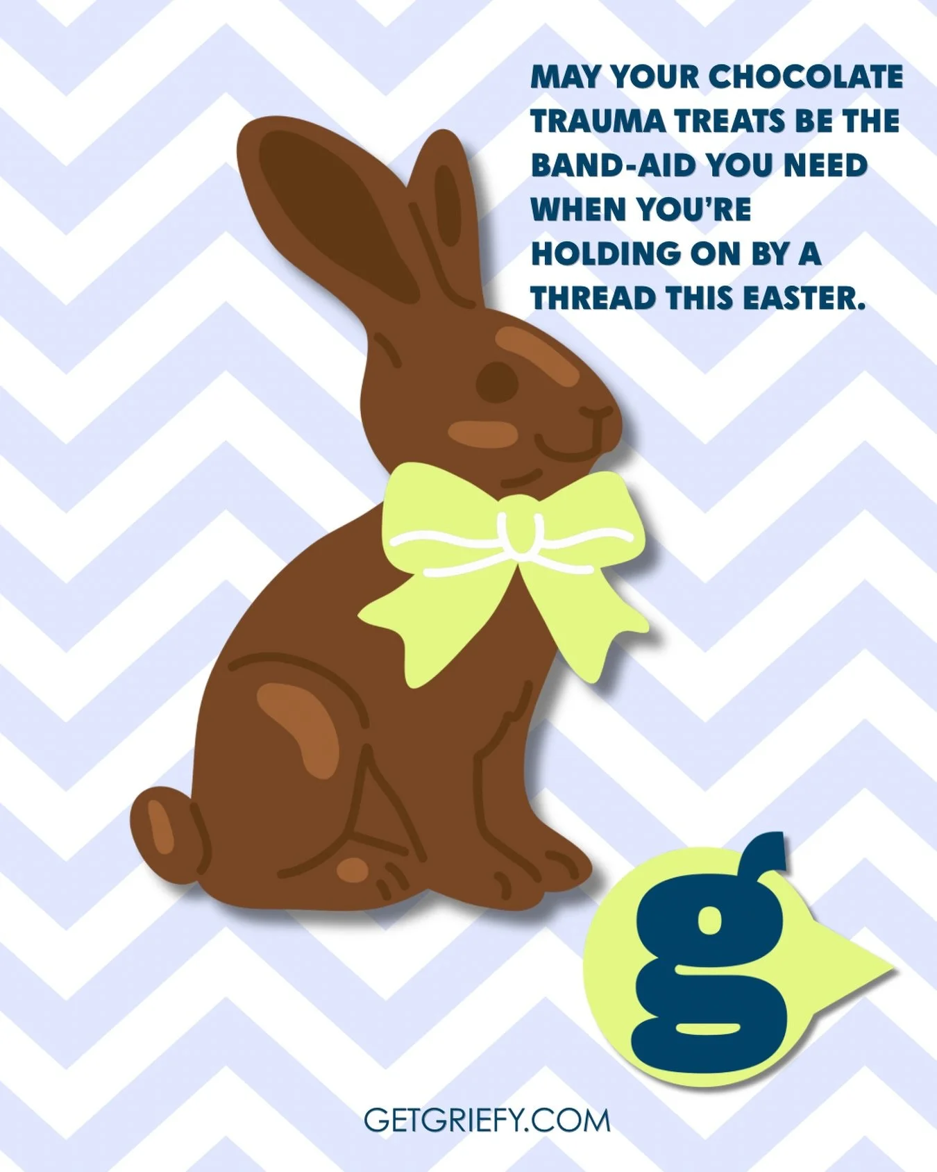 Cheers to the girls and boys who eat their feelings. 🥂 Today&rsquo;s chocolate bunnies are for you! #grief #griefhumor #griefjourney #griefsupport #holidaygrief
