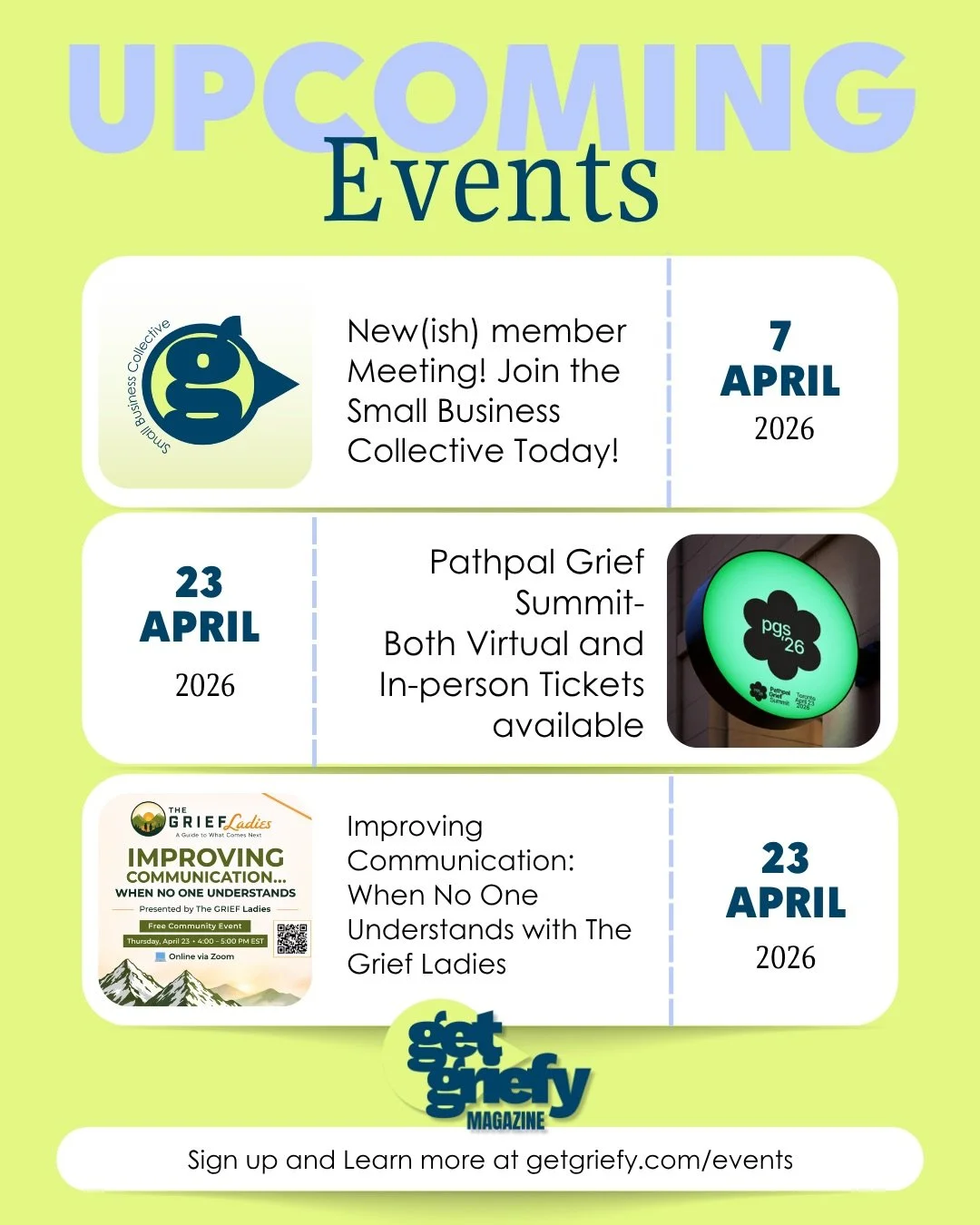 Wheels in motion this month! Check out all the events on our website&rsquo;s events page for more information! #grief #griefsupport #getgriefy #getgriefysmallbusinesscollective #getgriefymagazine