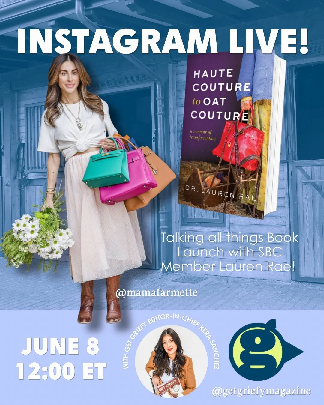 We love gushing on our members who launch books and do incredible things! Which is why we are proud to talk with neuro-veterinarian Lauren Rae of @mamafarmette to celebrate on her book launch day! Save the date! #getgriefysmallbusinesscollective #get