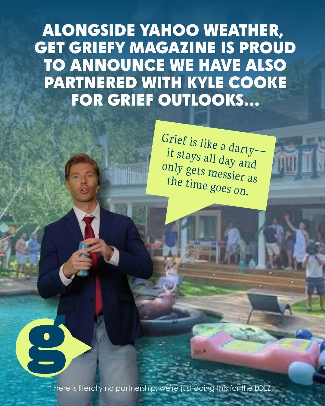 LITERALLY NO PARTNERSHIP- we&rsquo;re just having fun! 🤣 #grief #griefhumor #griefsupport #griefcommunity #getgriefy